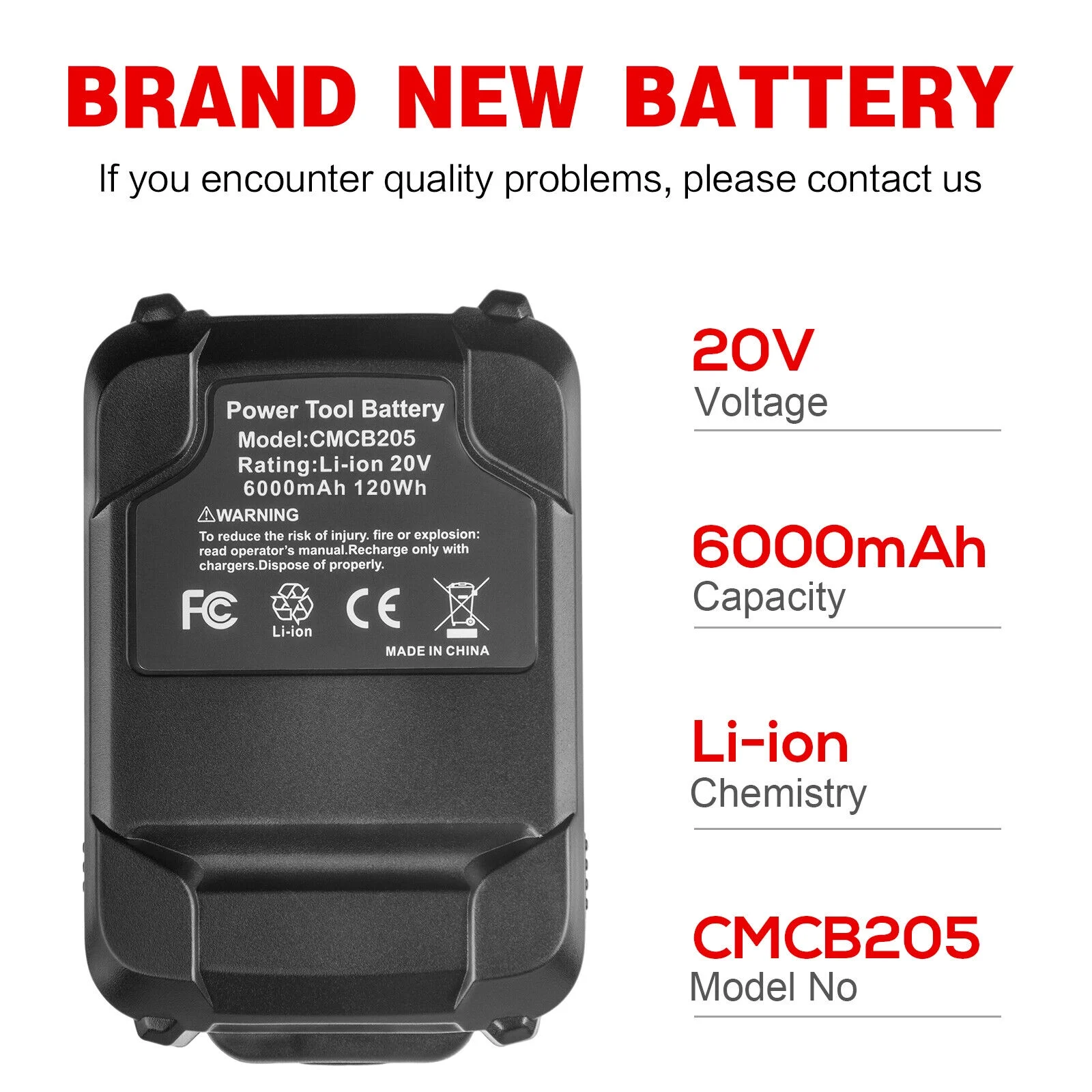 2Pcs 20 Volt Max 6.0Ah For Craftsman V20 Li-Ion Battery CMCB206 CMCB204 CMCB201