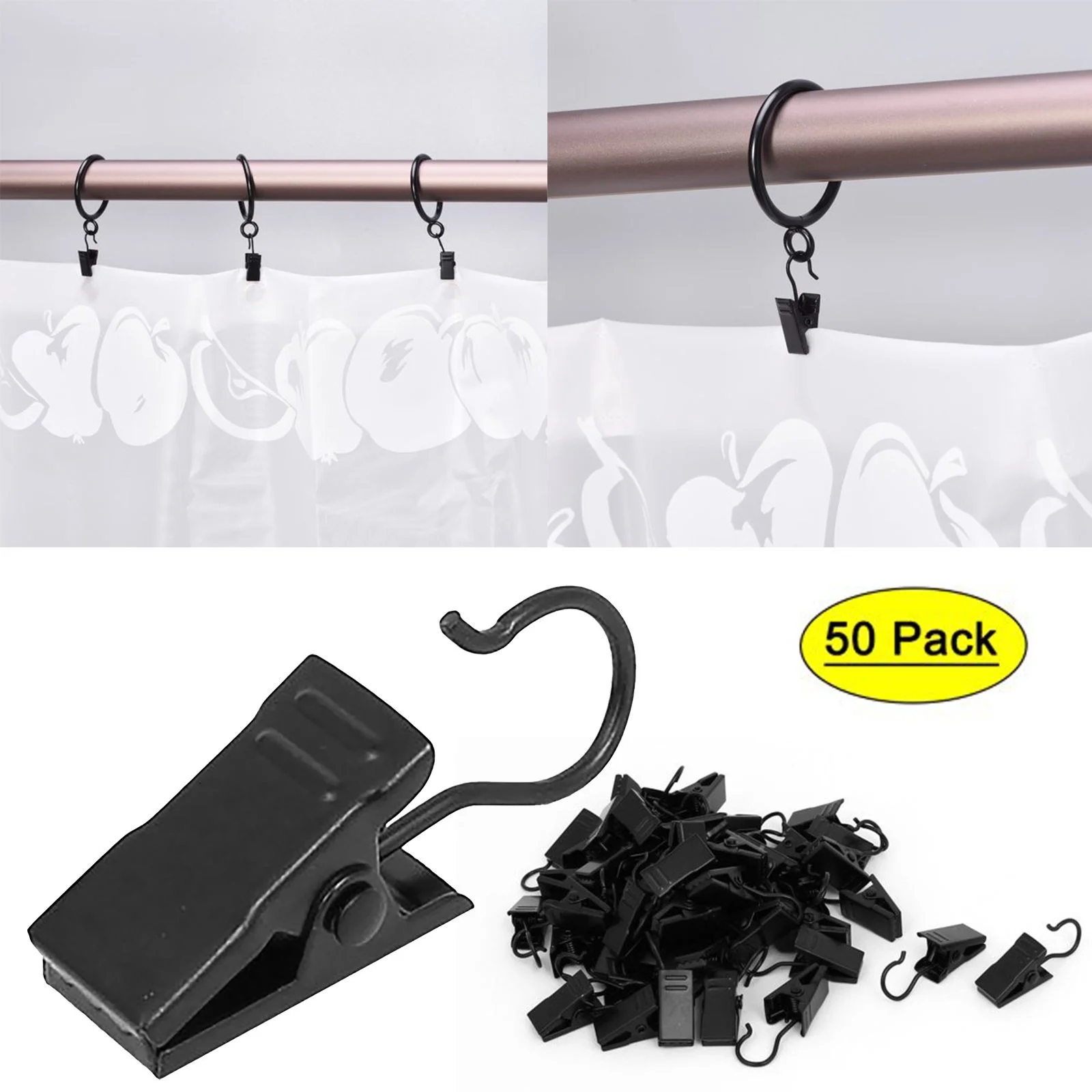 DYWADE 420 Party Decorations Curtain Clips Plating Iron Black 50Pcs Curtain Clip Curtain Accessories Home Storage Clip Hook Curtain Clip One Size