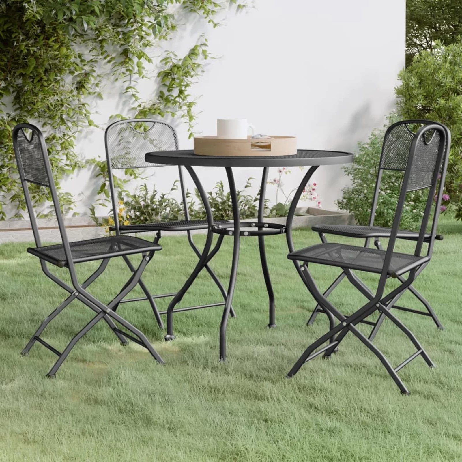 Suzicca 5 Piece Patio Dining Set Expanded Metal Mesh Anthracite
