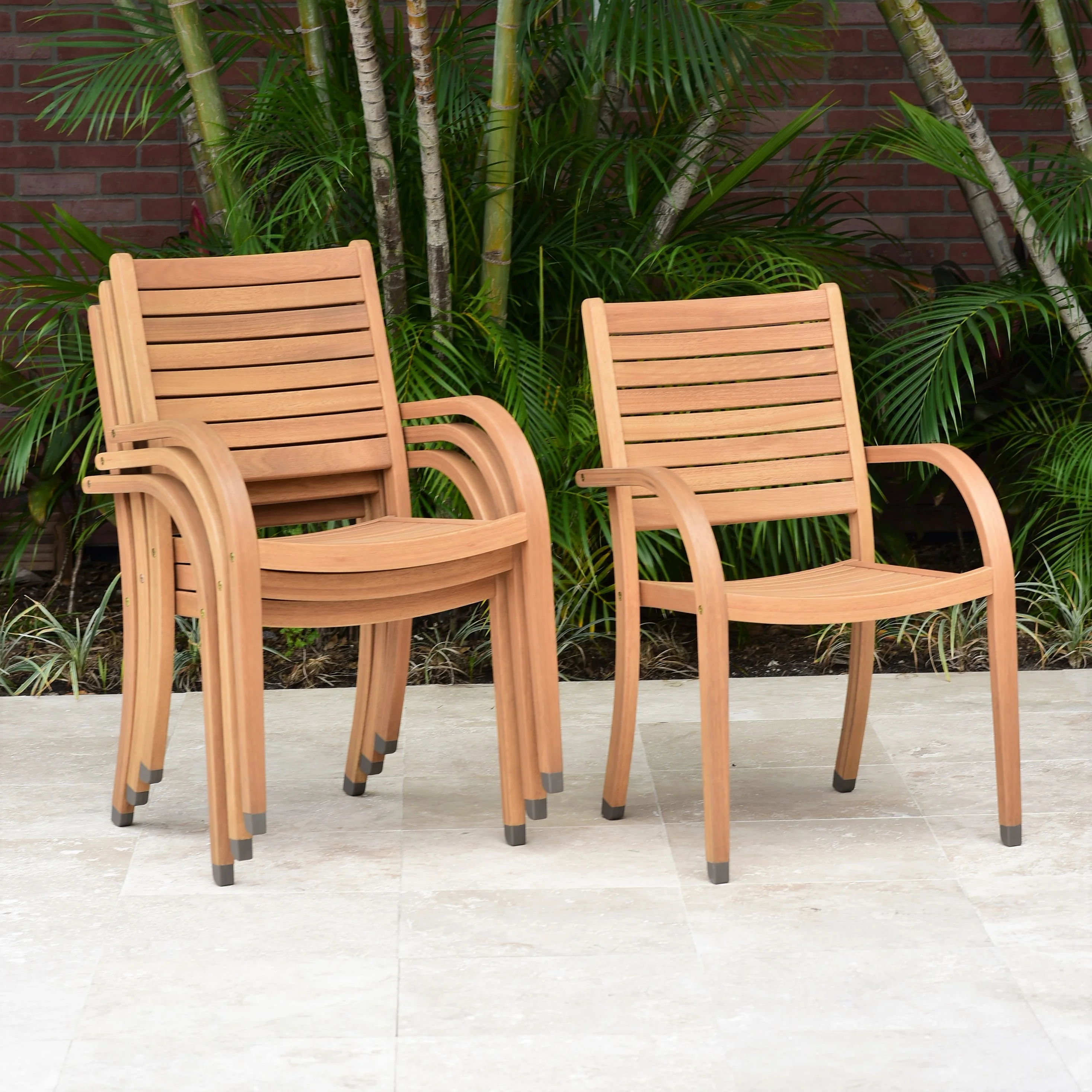 Amazonia Cardiff 9-Piece Teak Finish Wood 100% FSC and Aluminum Rectangular Patio Dining Set