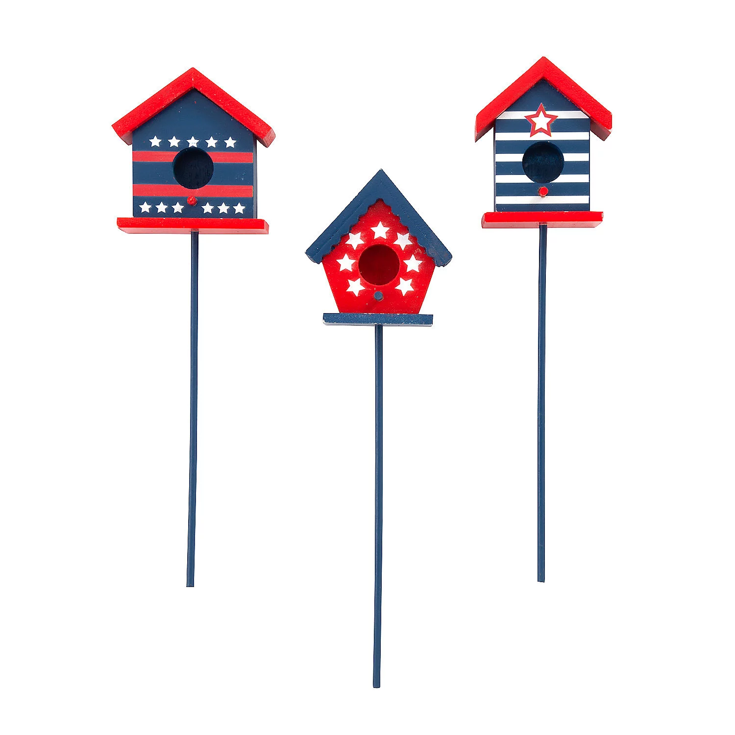 Fun Express Patriotic Birdhouse Planter Sticks - 3 Pc.