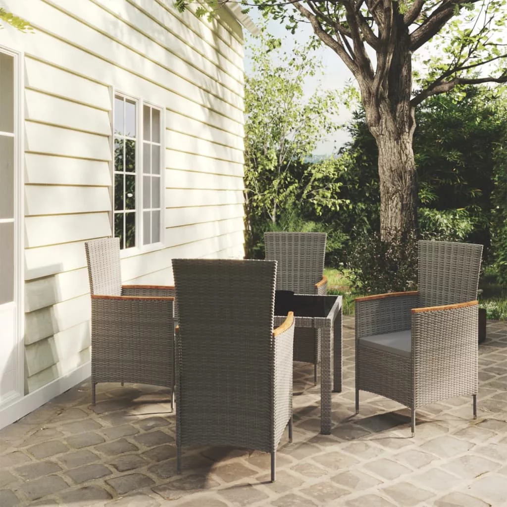 Irfora 5 Piece Patio Dining Set with Cushions Poly Rattan Gray