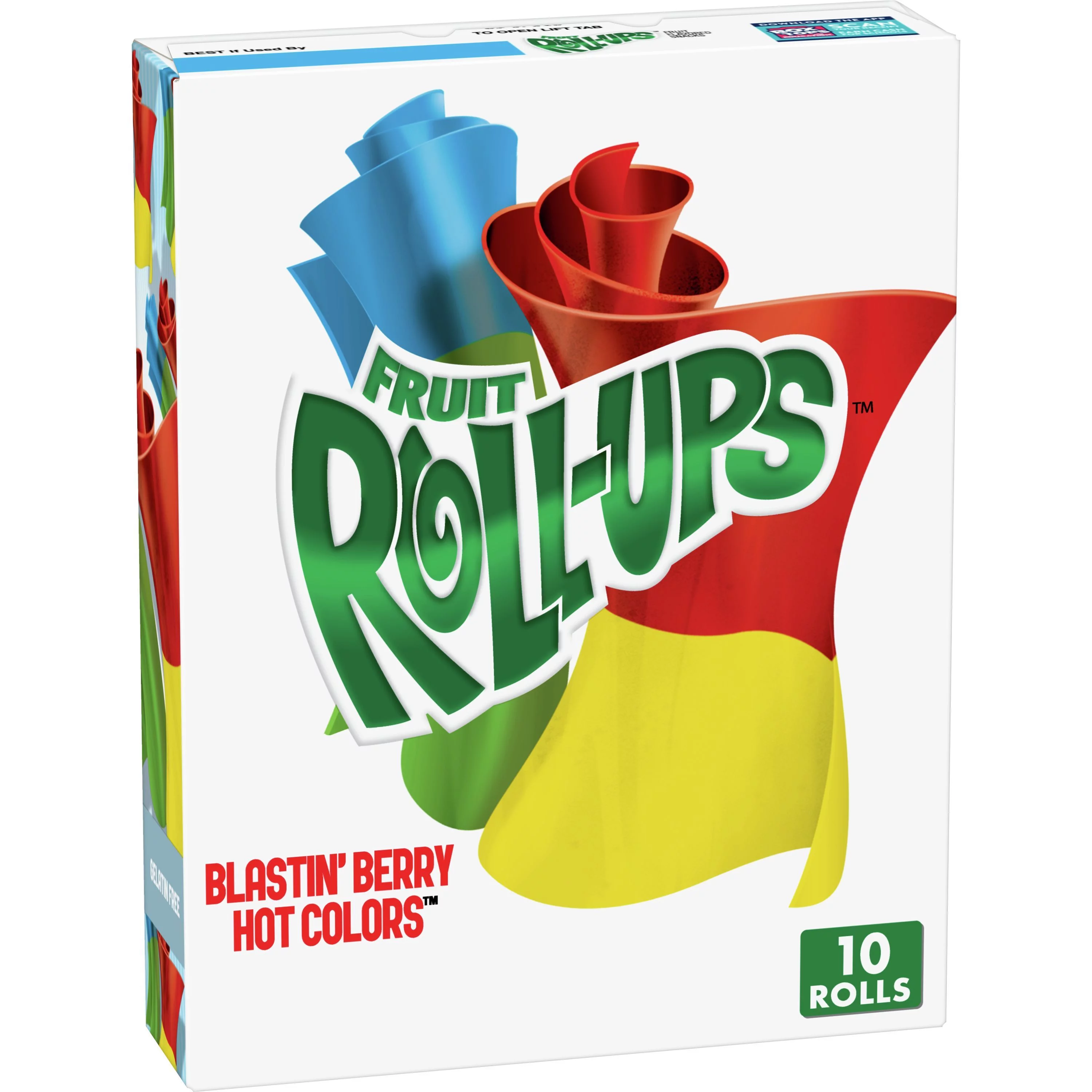 Fruit Roll-Ups Fruit Flavored Snacks, Blastin' Berry Hot Colors, 10 ct