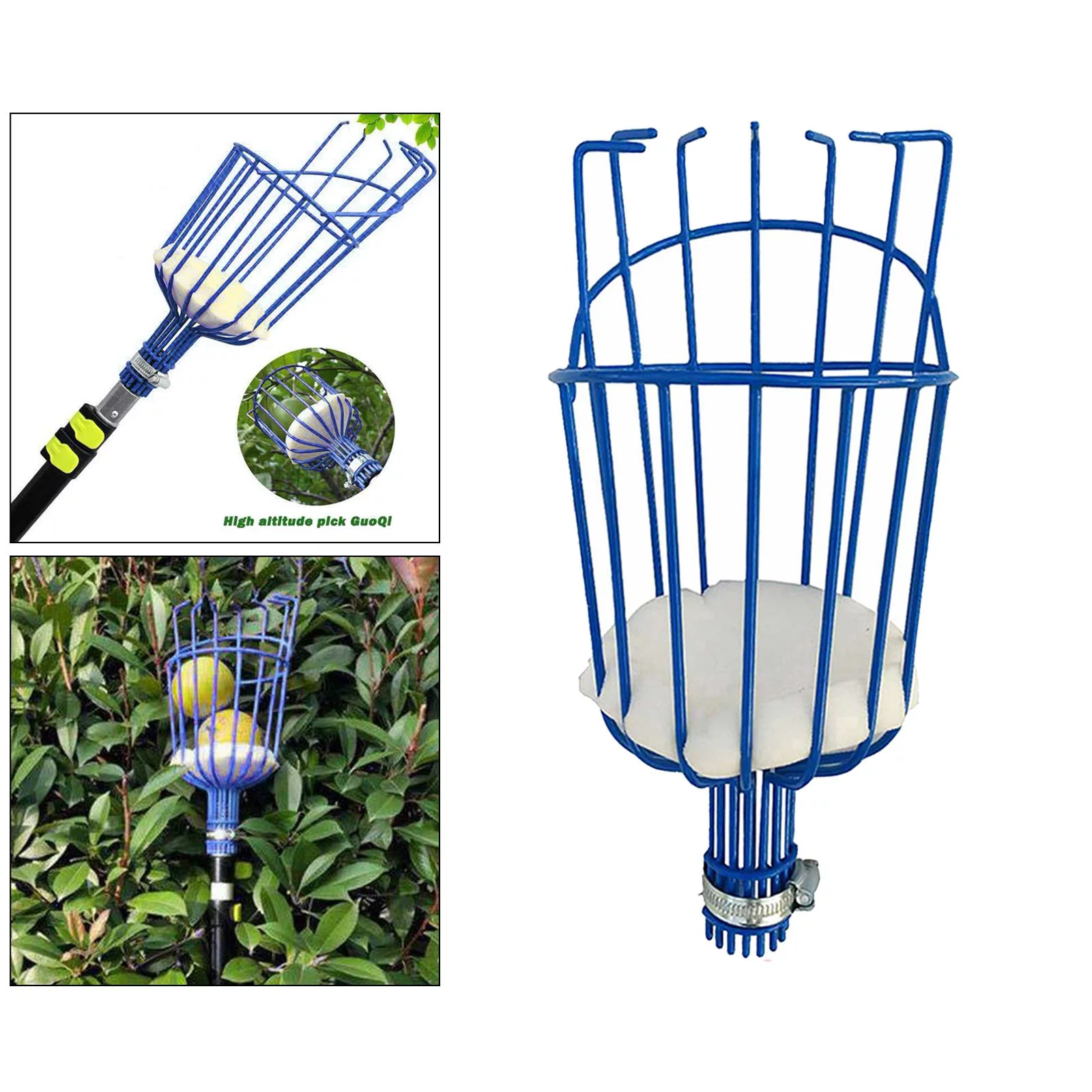 Fruit Picker Tool, Fruit Picker Light-Weight Basket, Fruit Grabber Easy to Assemble, Use Fruits Catcher Tree Picker for Getting , Fruits Tree Blue