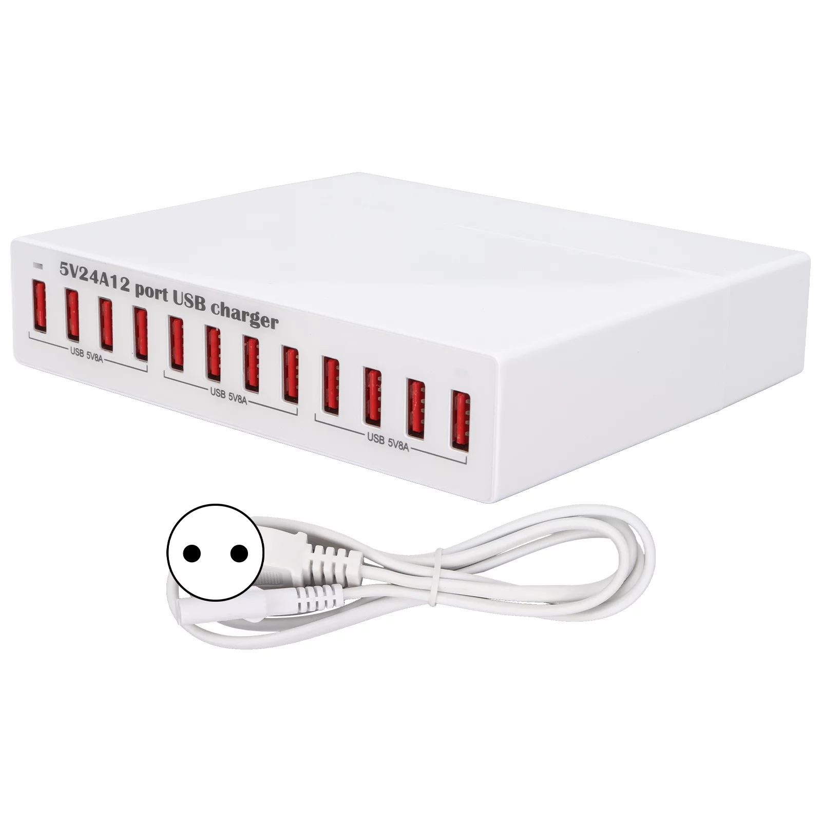 Goldmeet USB Charging Station 12 Port Intelligent Shunt LED Indicator Light Automatic Recognition USB Charging Hub 100‑240VEU Plug