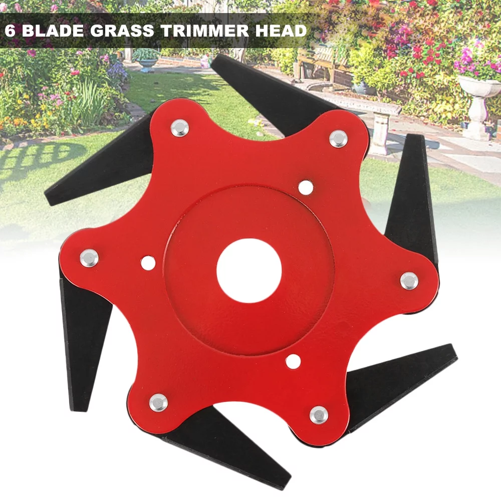 ZTOO Trimmer Head 6 Steel, Garden Tool Brush Cutter Grass Cutting Head Blade 65Mn Lawn Mower Head Accessories Lawn Mower Grass Weed Tool Replacement