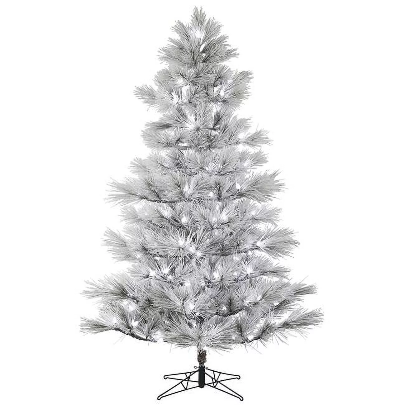 Vickerman  12 ft. x 74 in. Flocked Alder Long Needle Pine Artificial Christmas Tree with 390 Frosted White C7 LED Light