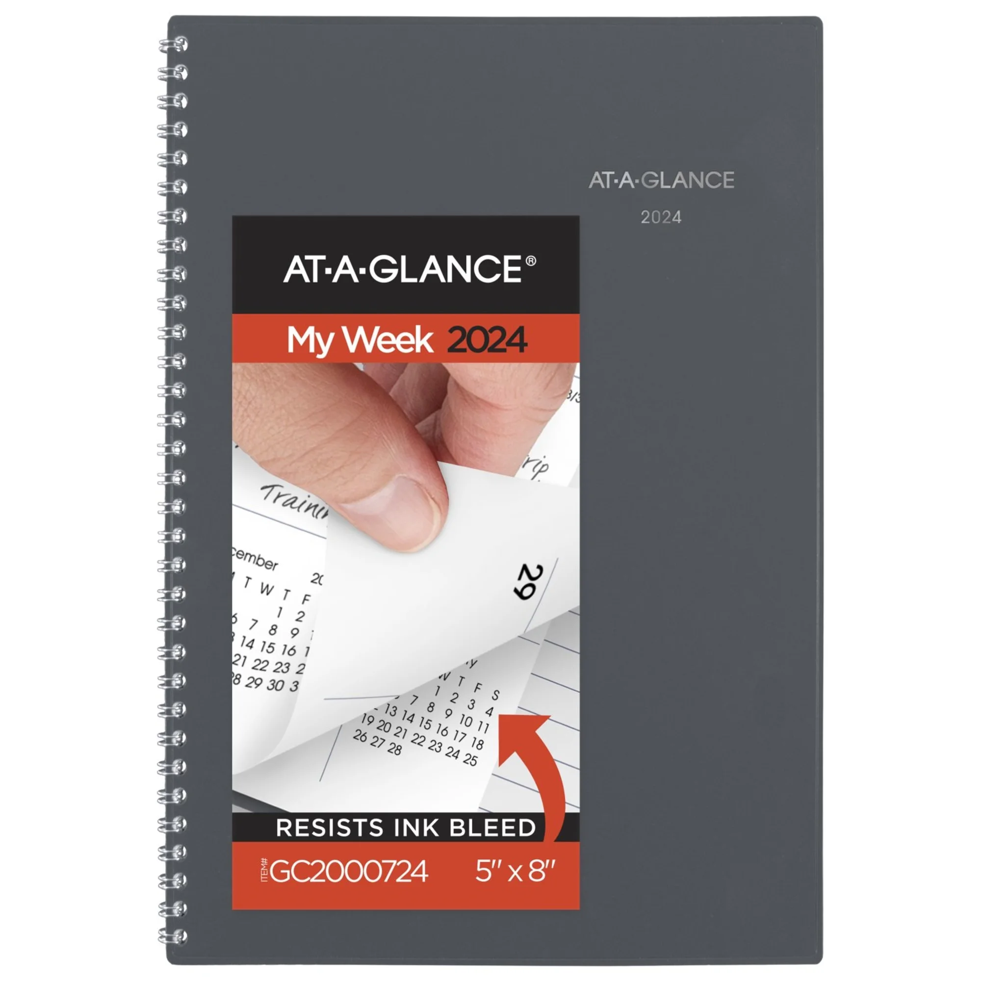 AT-A-GLANCE DayMinder 2024 Weekly Monthly Planner Gray Small 5 x 8 - Weekly