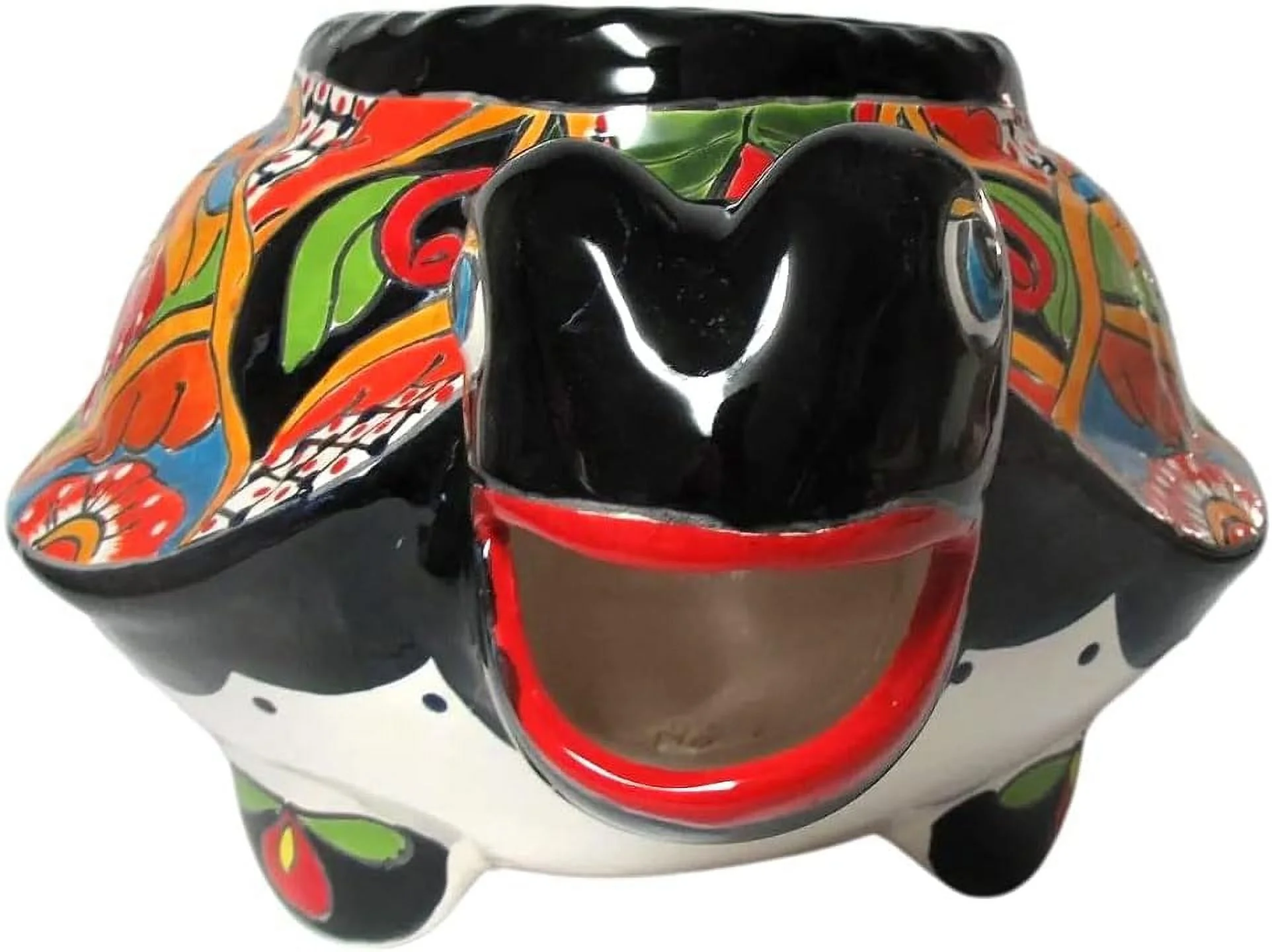 Bocona Turtle Planter Hand Painted Indoor Outdoor Multi Colored Figure Glazed