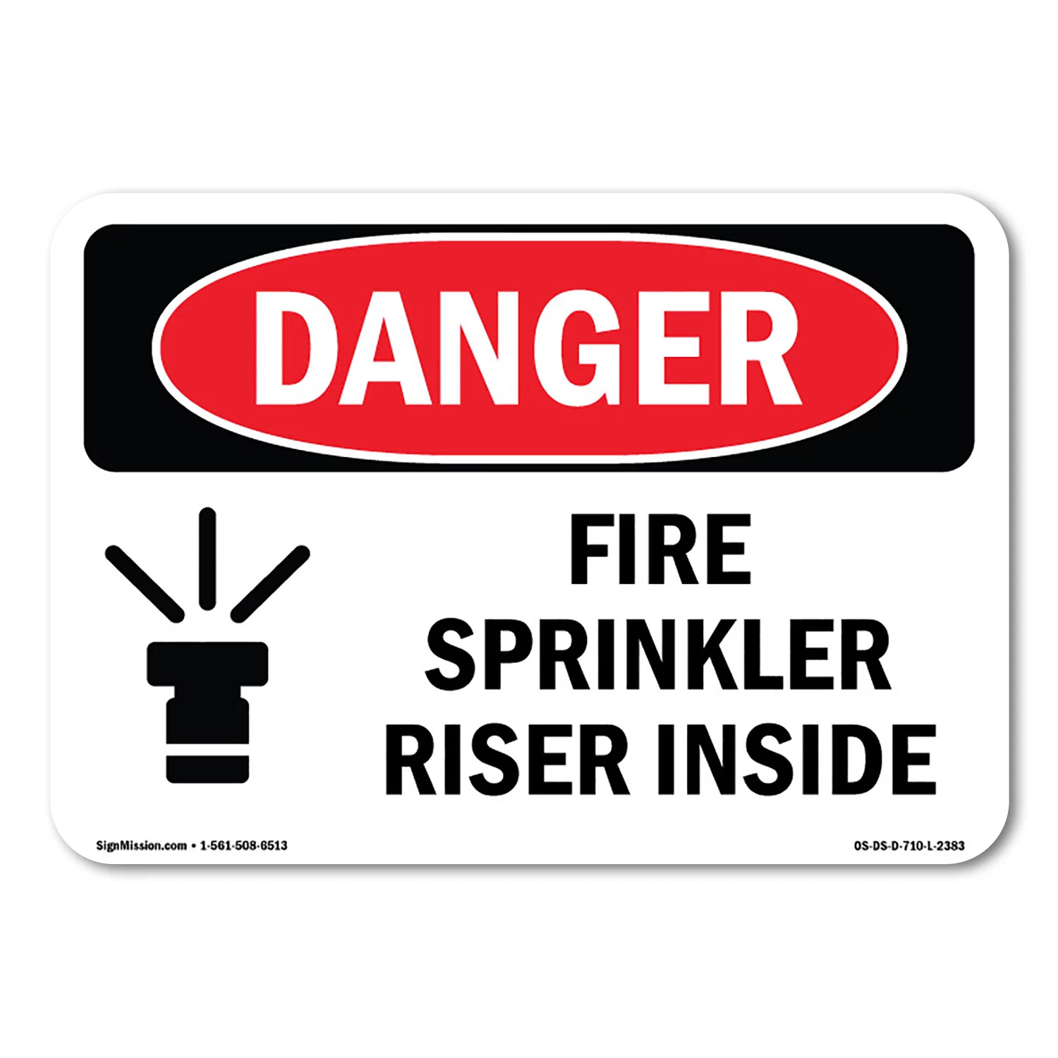 OSHA Danger Sign - Fire Sprinkler Riser Inside | Decal | Protect Your Business, Construction Site, Warehouse & Shop Area |  Made in The USA