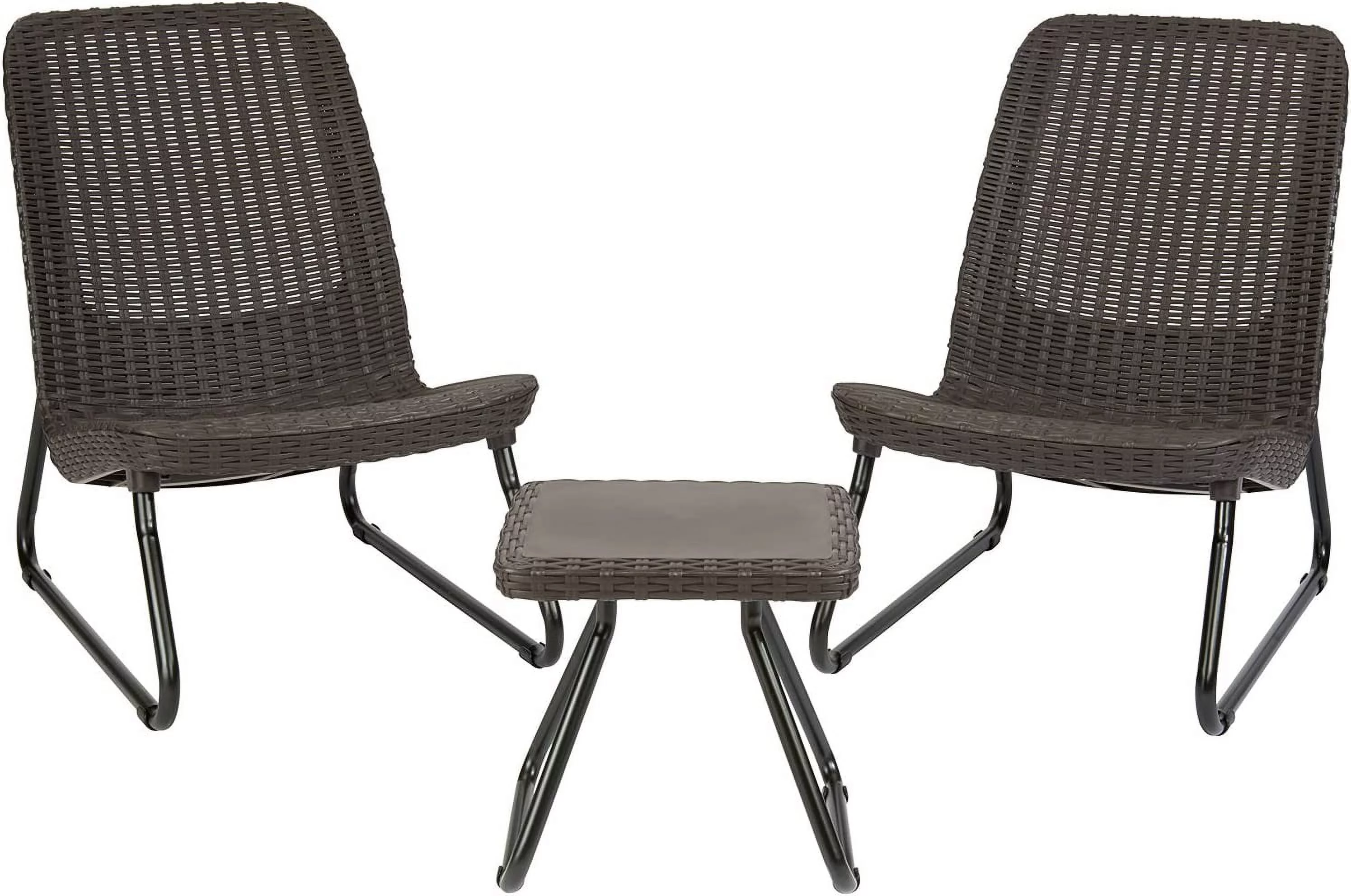 Resin Wicker Patio  Set with  and Outdoor Chairs  Whiskey Brown