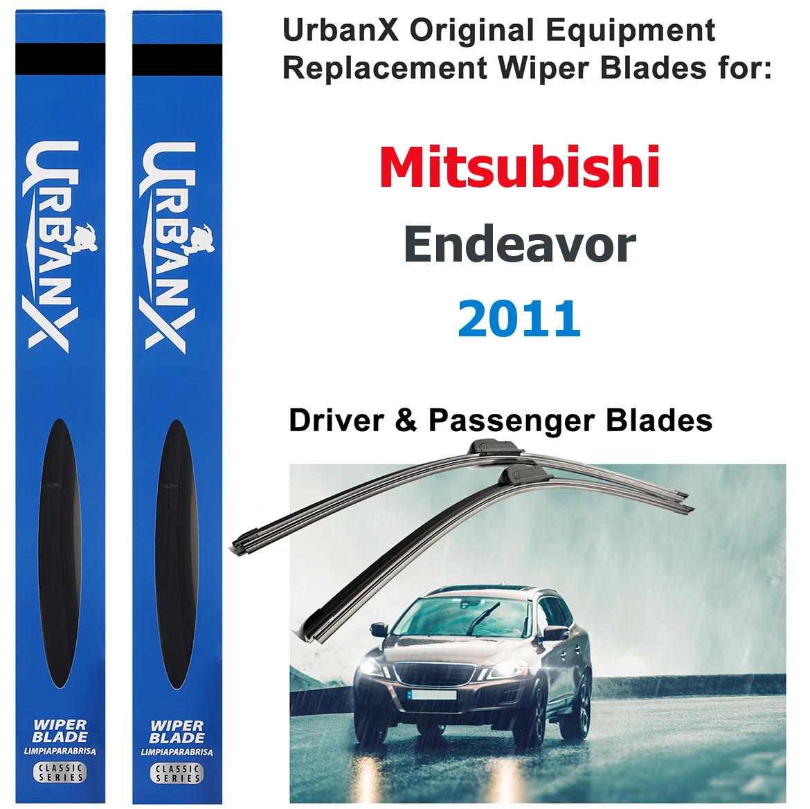 UrbanX 2-IN-1 All Seasons Water Repellency Original Equipment Replacement Wiper Blades For 2011 Mitsubishi Endeavor 26