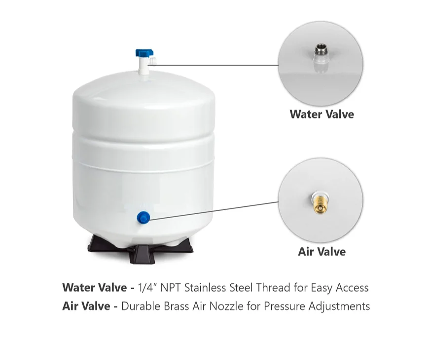 ADD-ON KIT: RO Faucet + Reverse Osmosis Water Storage Pressure Tank 4.5 Gallon (3.2 Gal Capacity) with Tank Valve /Tubing/Tee