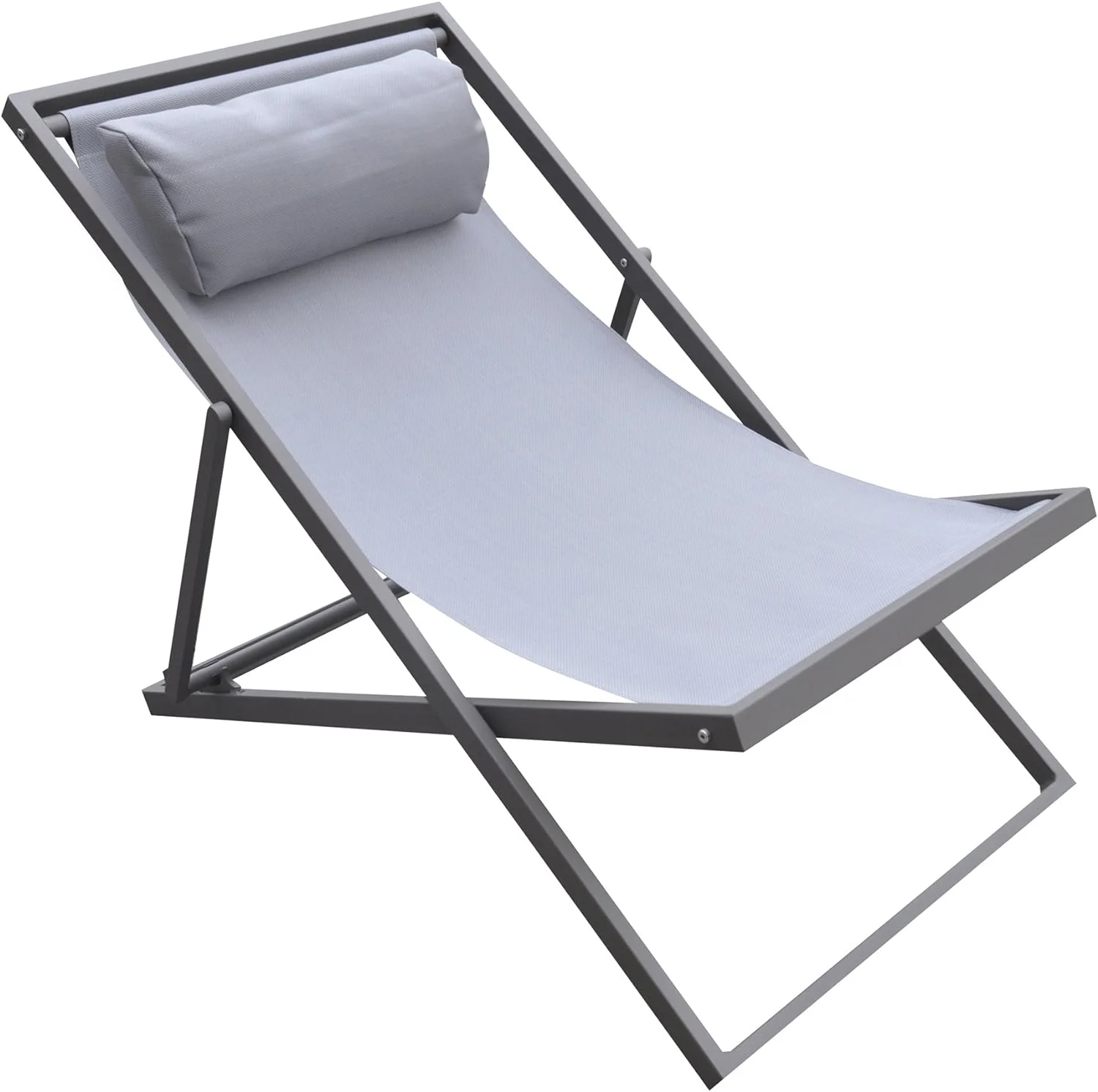 Patio Aluminum Deck Chair, Grey Powder Coated Finish