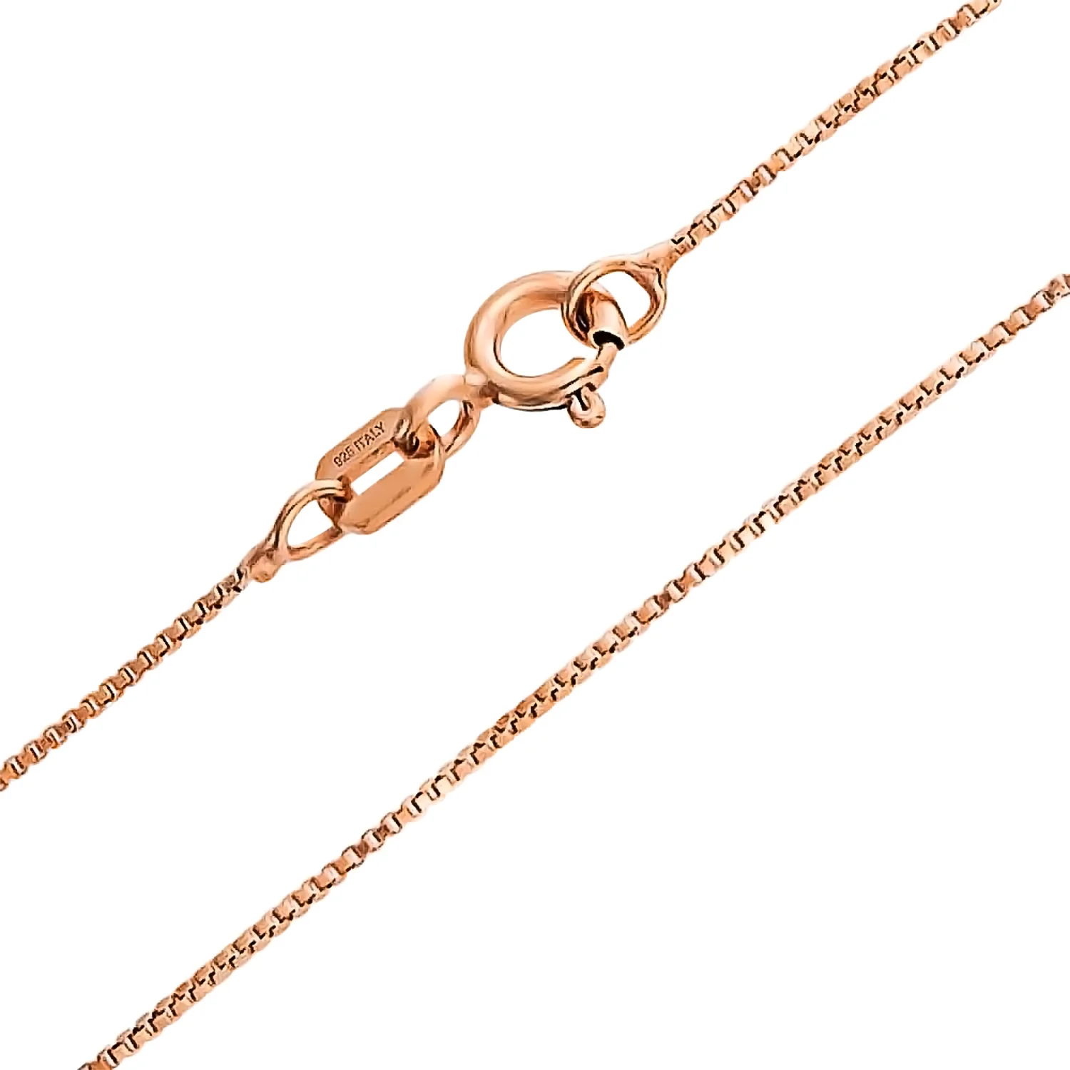 Bling Jewelry Thin Fine Box Chain .80MM Necklace Rose Gold Plated Sterling Silver