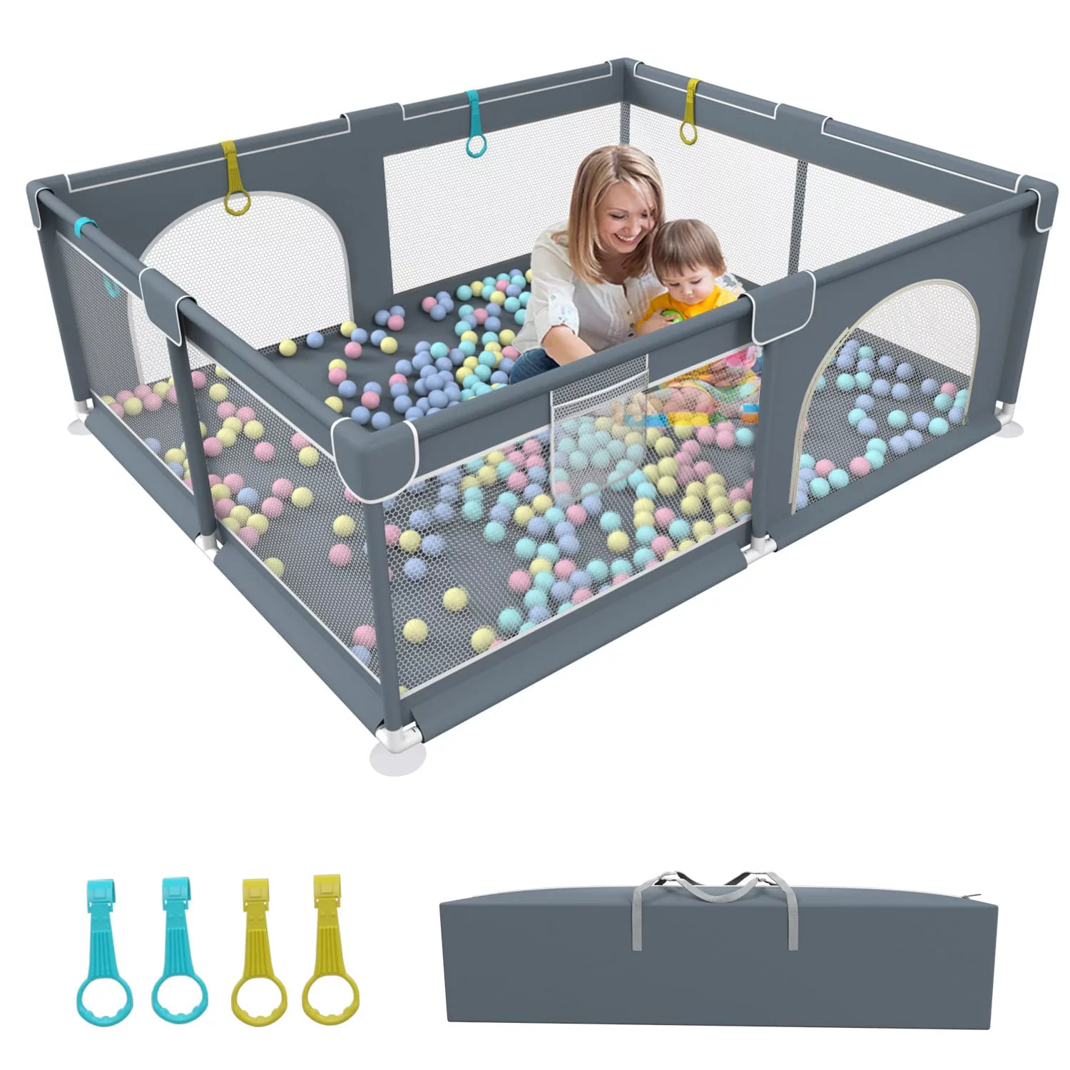 Extra Large Baby Playpen  Large Play Pens for Babies and Toddlers  (71x59x26inch) Baby Play Yards with Anti-Slip Base  Sturdy Kids Indoor & Outdoor Activity Center  Baby Fence with Br