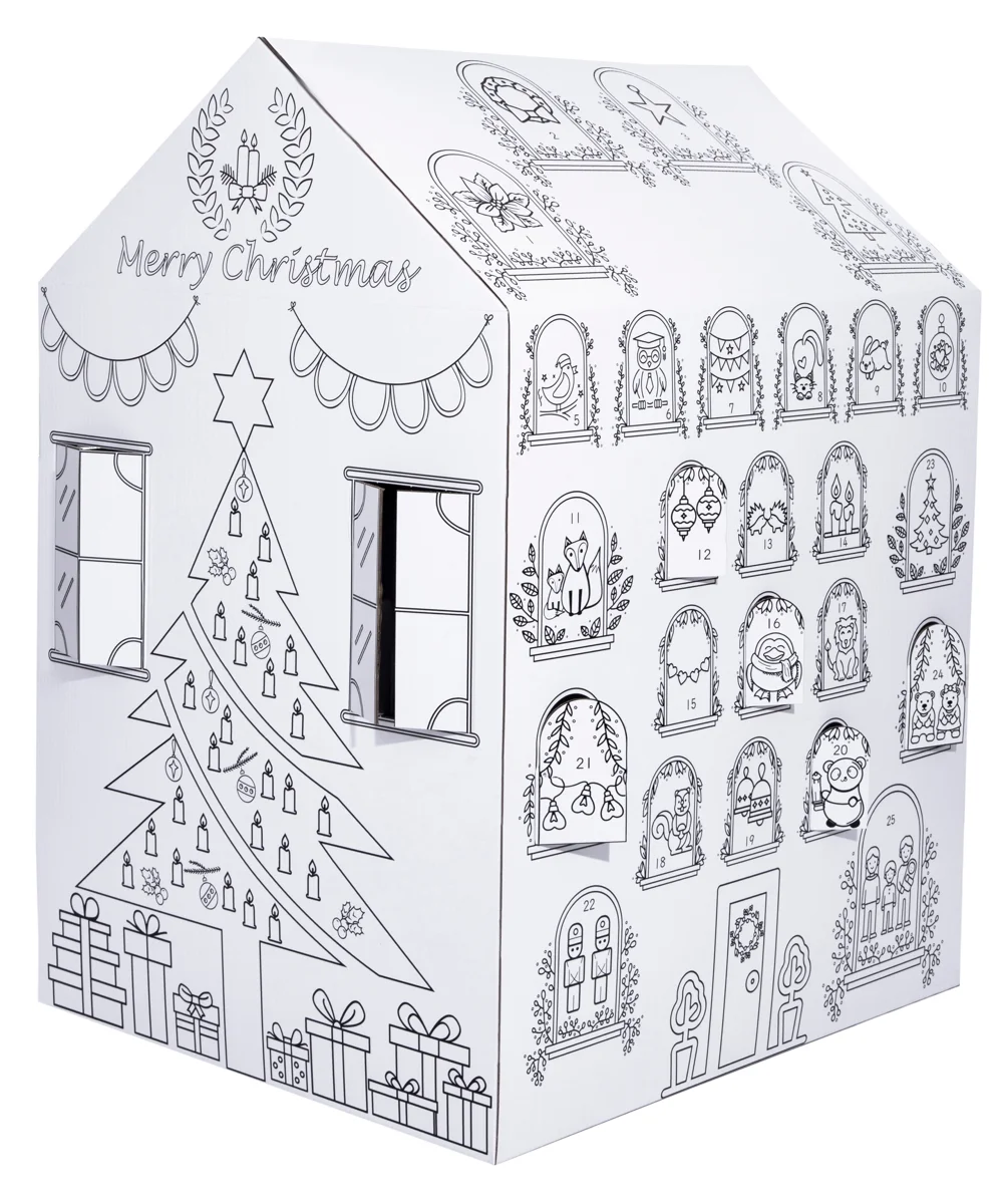 ColorJo “Advent Calendar” Color your Own Playhouse - Spread the Joy and Wonder of Christmas by your Creativity and Imagination. Best Kids Art & Craft for Holiday Season, Perfect Coloring Toy 3+