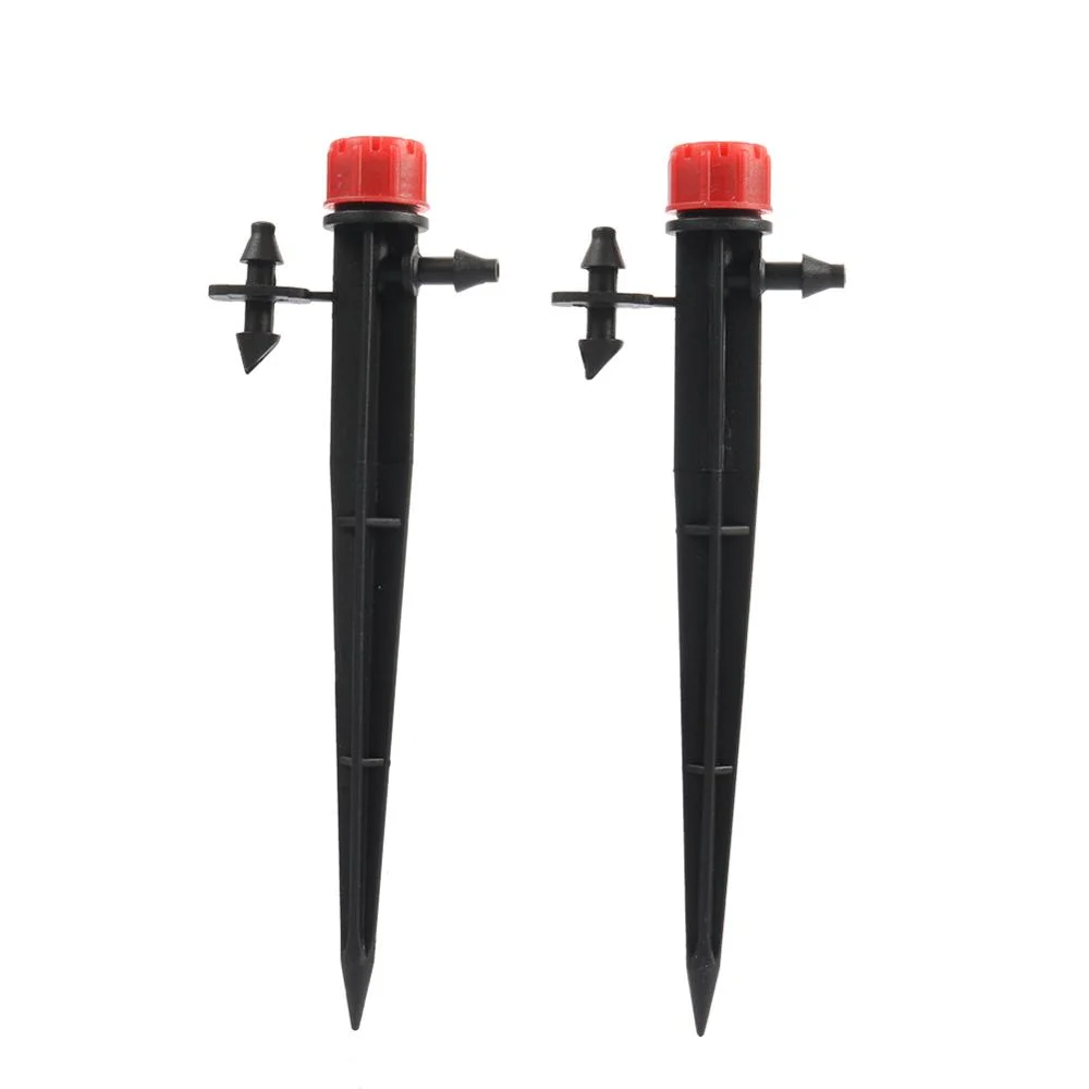 100 Pcs Adjustable 8 hole Long Rod Dripper Garden Irrigation Spiked Sprinkler Greenhouse Potted Plants Watering Device