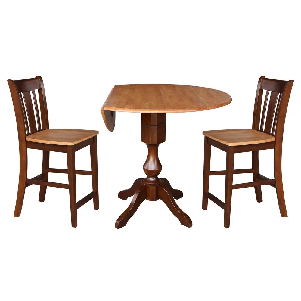 International Concepts 3-Piece Cinnamon/Espresso Solid Wood Counter Height Dining Set with 42