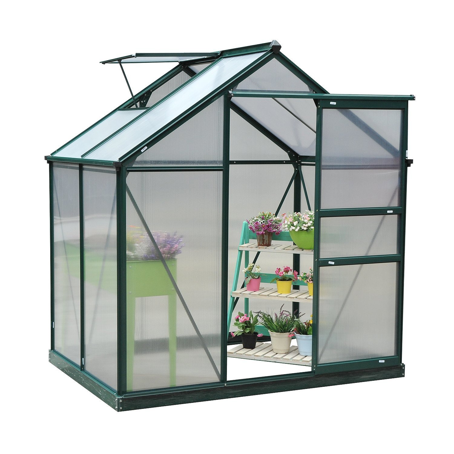 Outsunny 6' x 4' x 7' Twin Wall Polycarbonate Walk-In Garden Greenhouse