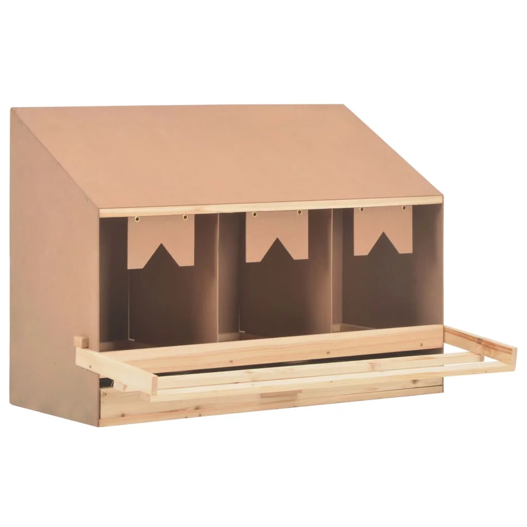 Solid Pine Wood Chicken Laying Nest with 3 Compartments - 36.6x15.7x25.6 inches - Durable, Spacious, Easy to Clean - Ideal for Small to Medium Sized Chicken Coops.