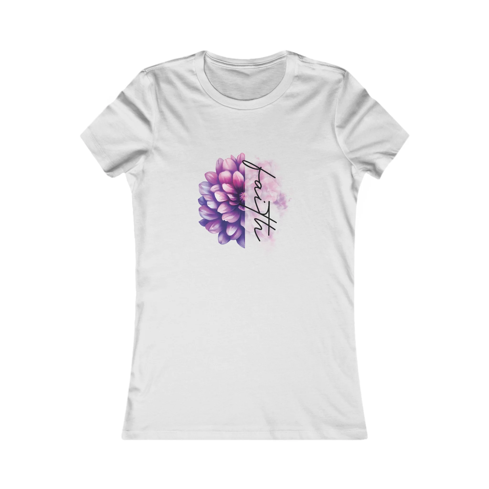 Women's T-Shirt with Purple Peony: Embrace Faith and Elegance