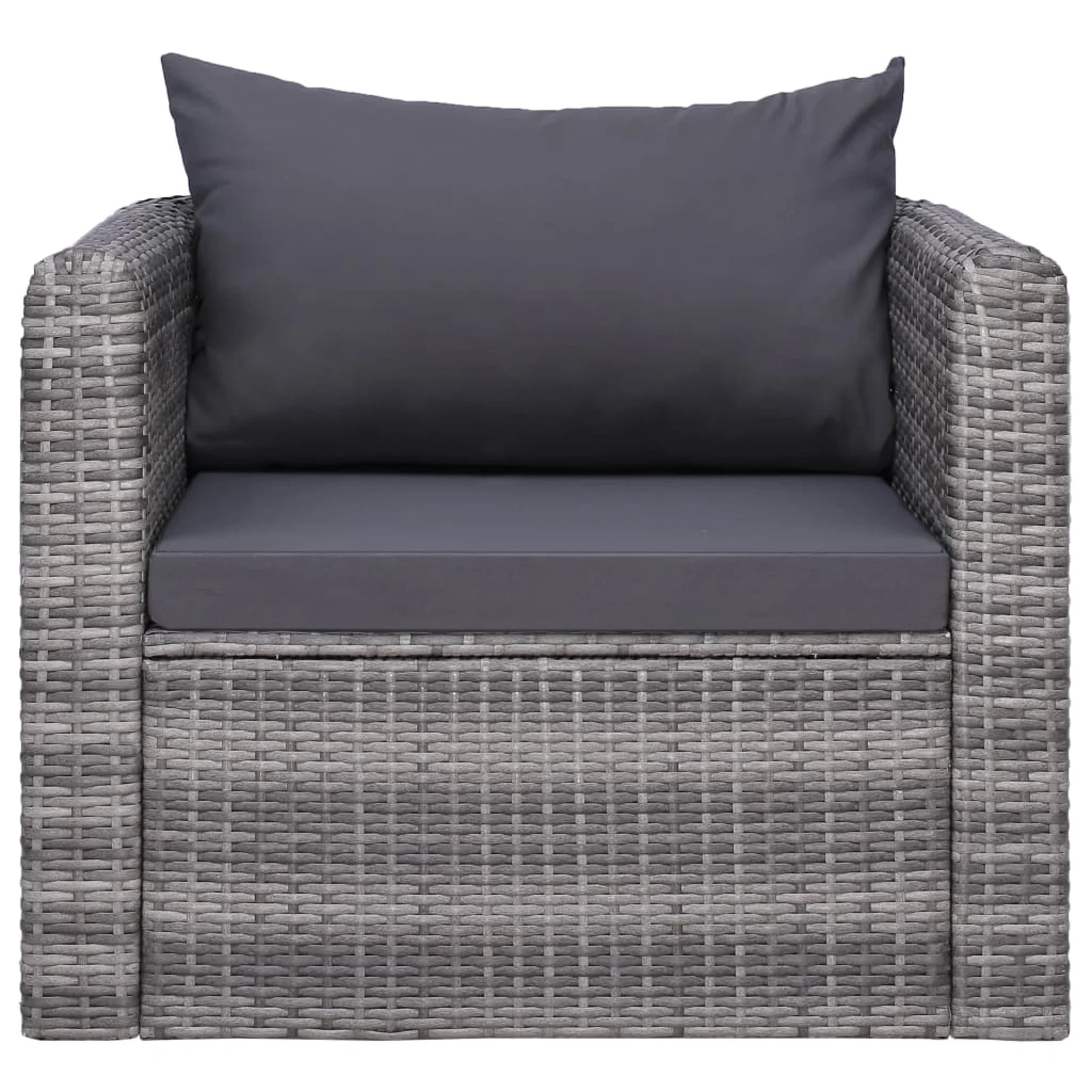 moobody Outdoor Single Sofa with Cushions Gray Poly Rattan Patio Sofa Chair for Garden, Poolside, Backyard, Balcony, Lawn Furniture 31.5 x 28.3 x 24.8 Inches (W x D x H)