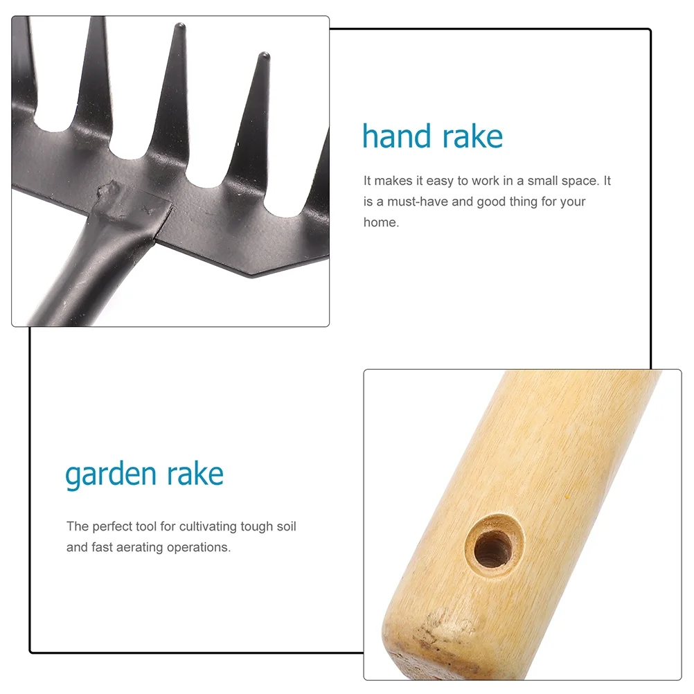 2 Pcs Trenching Tools Gravel Rake Gardening Iron Wood Child