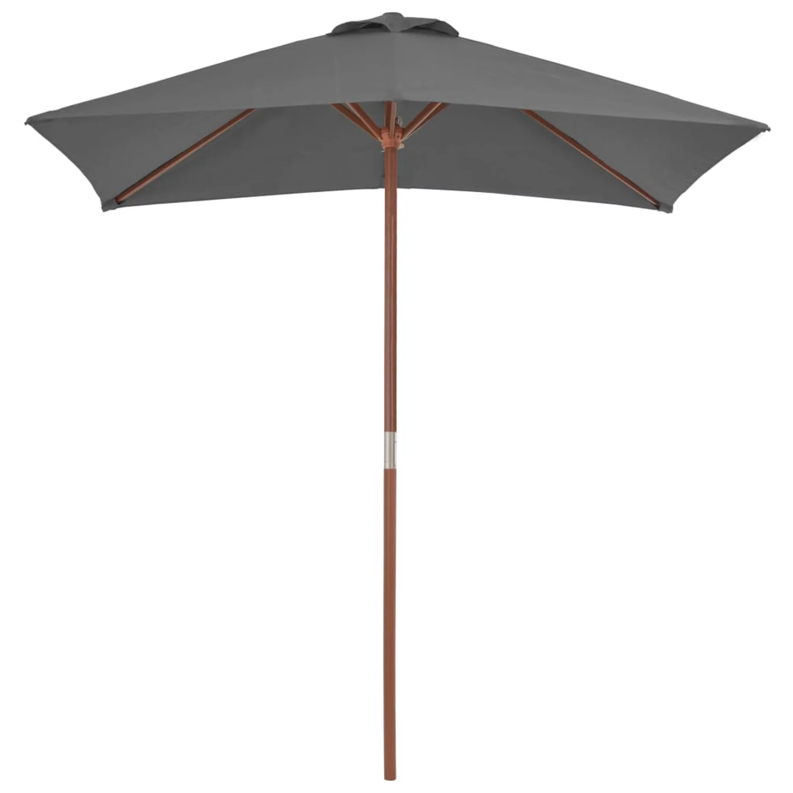 moobody Parasol with Wooden Pole Garden Folding Beach Umbrella Anthracite for Backyard, Terrace, Poolside, Lawn, Camping,  Furniture 59.1 x 78.7 x 92.5 Inches (W x D x H)