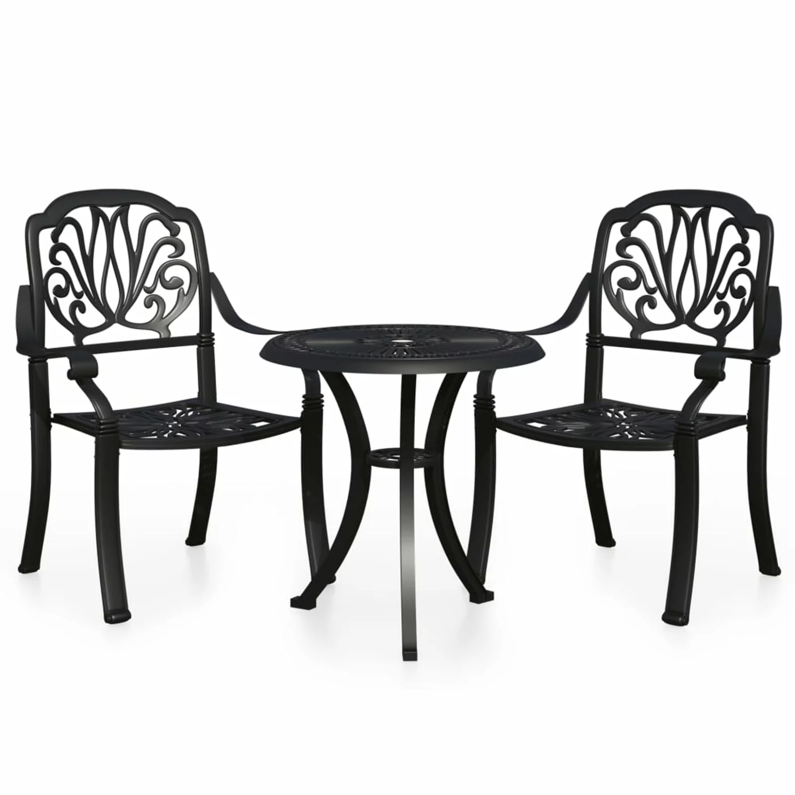 Walmeck 3 Piece Bistro Set Cast Aluminum Black
