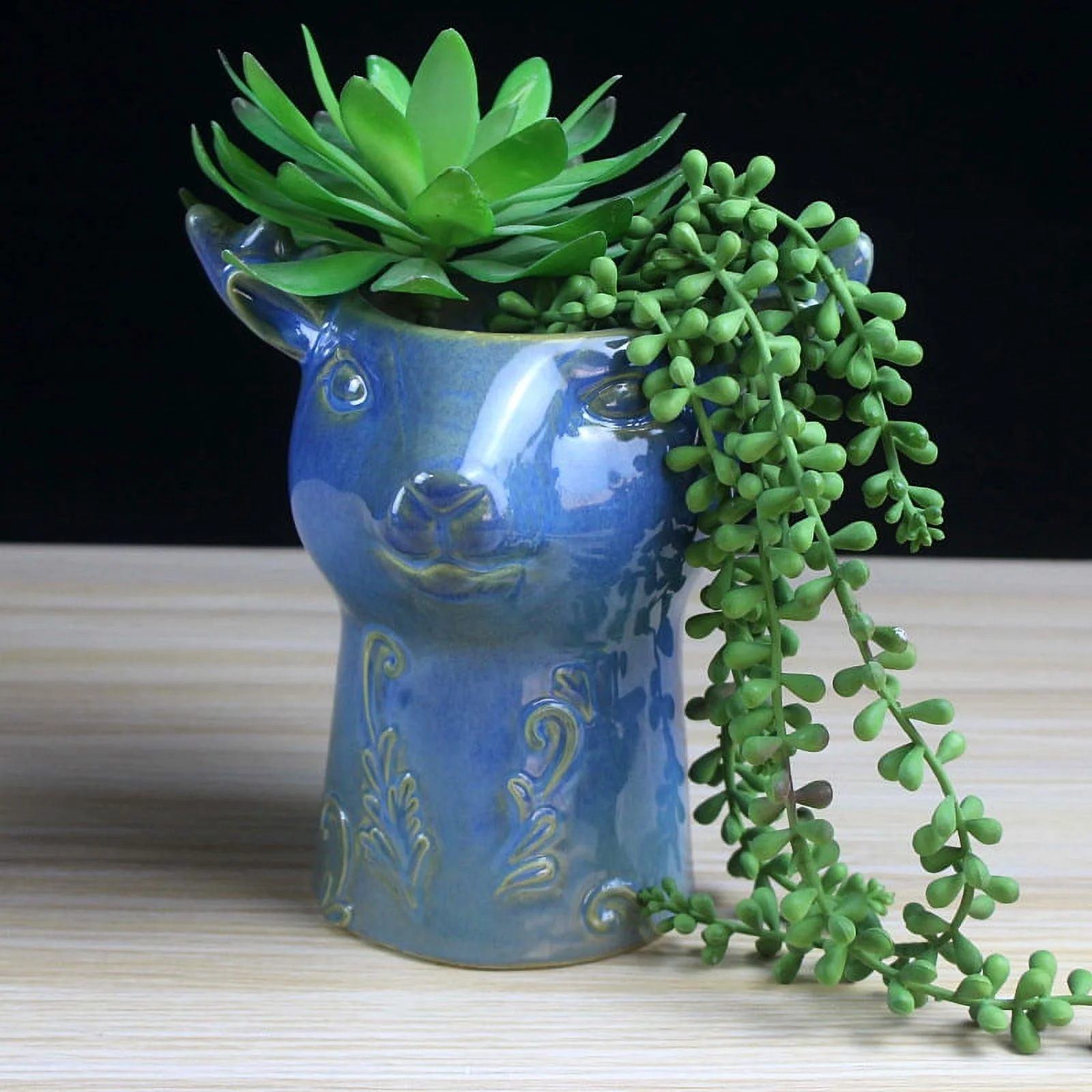 European-style Ceramic Deer Succulent Planter - Rustic Succulent Plant Pot