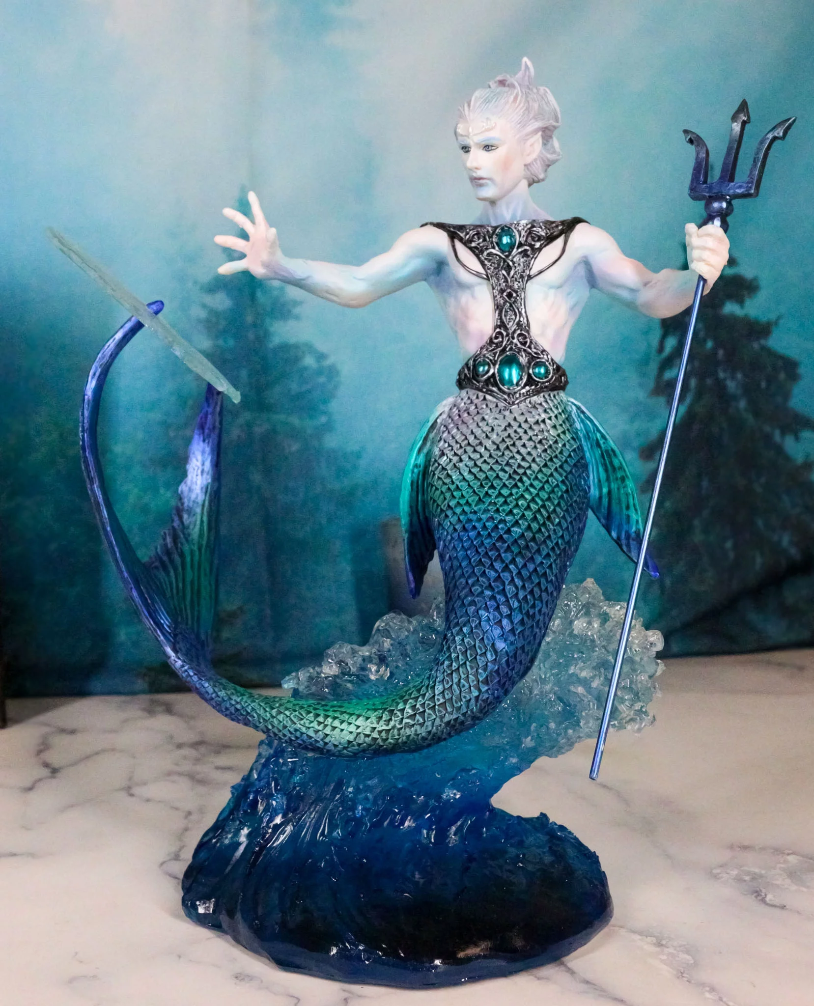 Water Elemental Talokan Sea Wizard Sorcerer Bending Ocean Spirit Energy Figurine