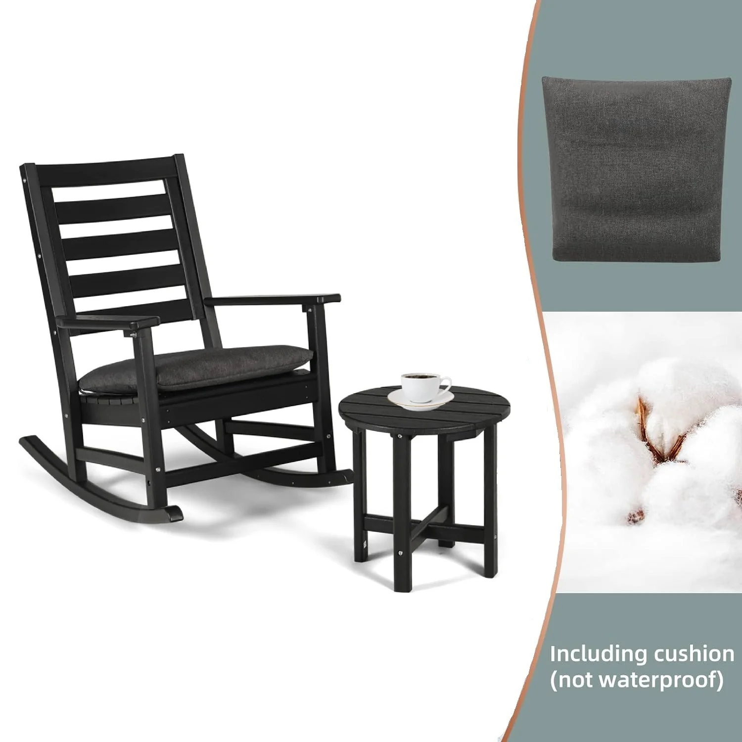 Coewske 2PCS Patio Rocking Chair & Table Set