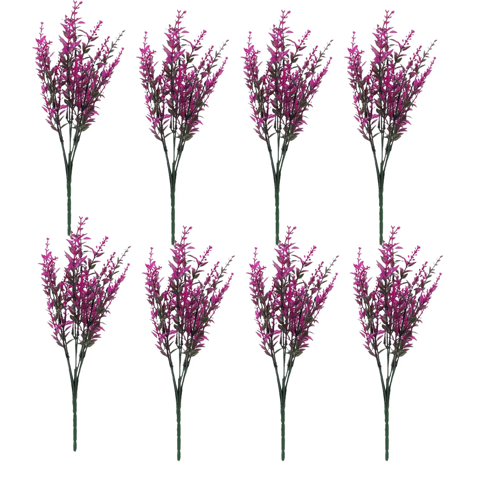 HALJEN Artificial Flowers for Outdoors in Pot 8 Bundles Outdoor Lavender Flowers Shrubs Greenery for Indoor Outside Decoration Fuchsia