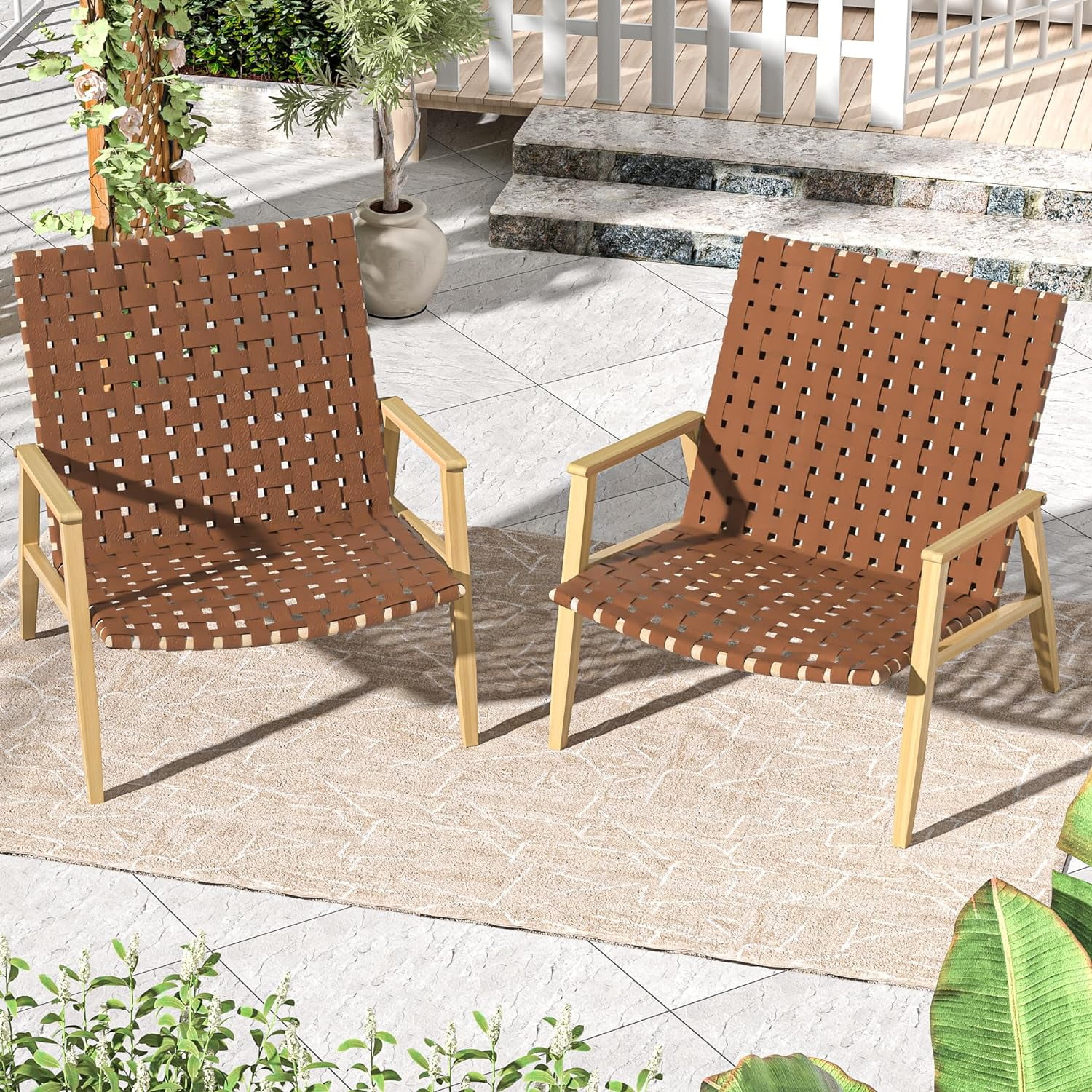 Dina 3 Piece Patio Bistro Set  Outdoor Conversation Chair Sets with Coffee Table  Patio Furniture Set for Porch Backyard Balcony Park Deck Poolside