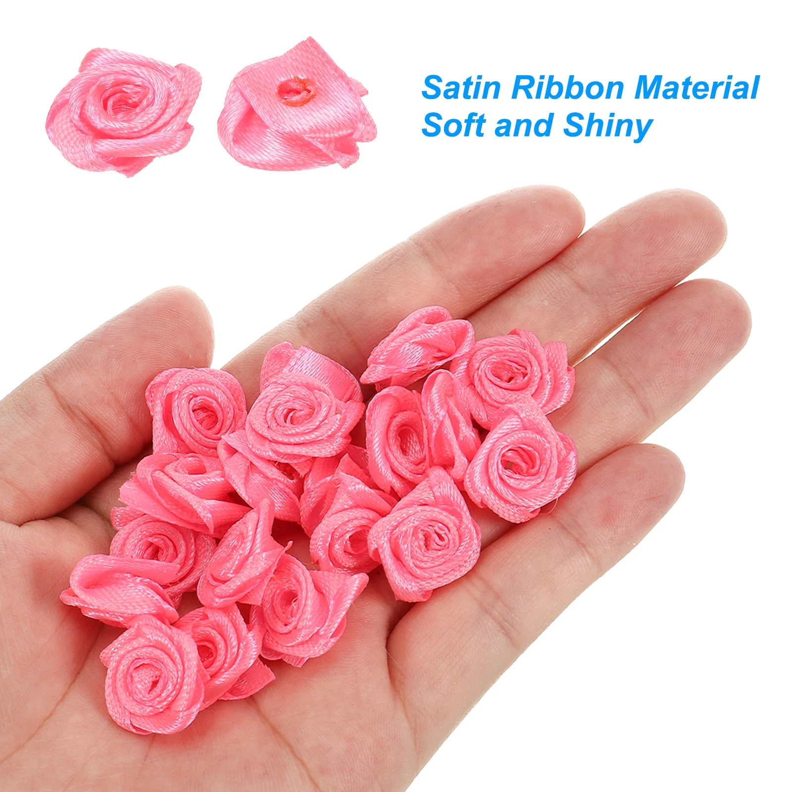 Uxcell Mini Satin Ribbon Roses Tiny Fabric Flowers Embellishments Rosettes Applique Rose Red 30 Pcs
