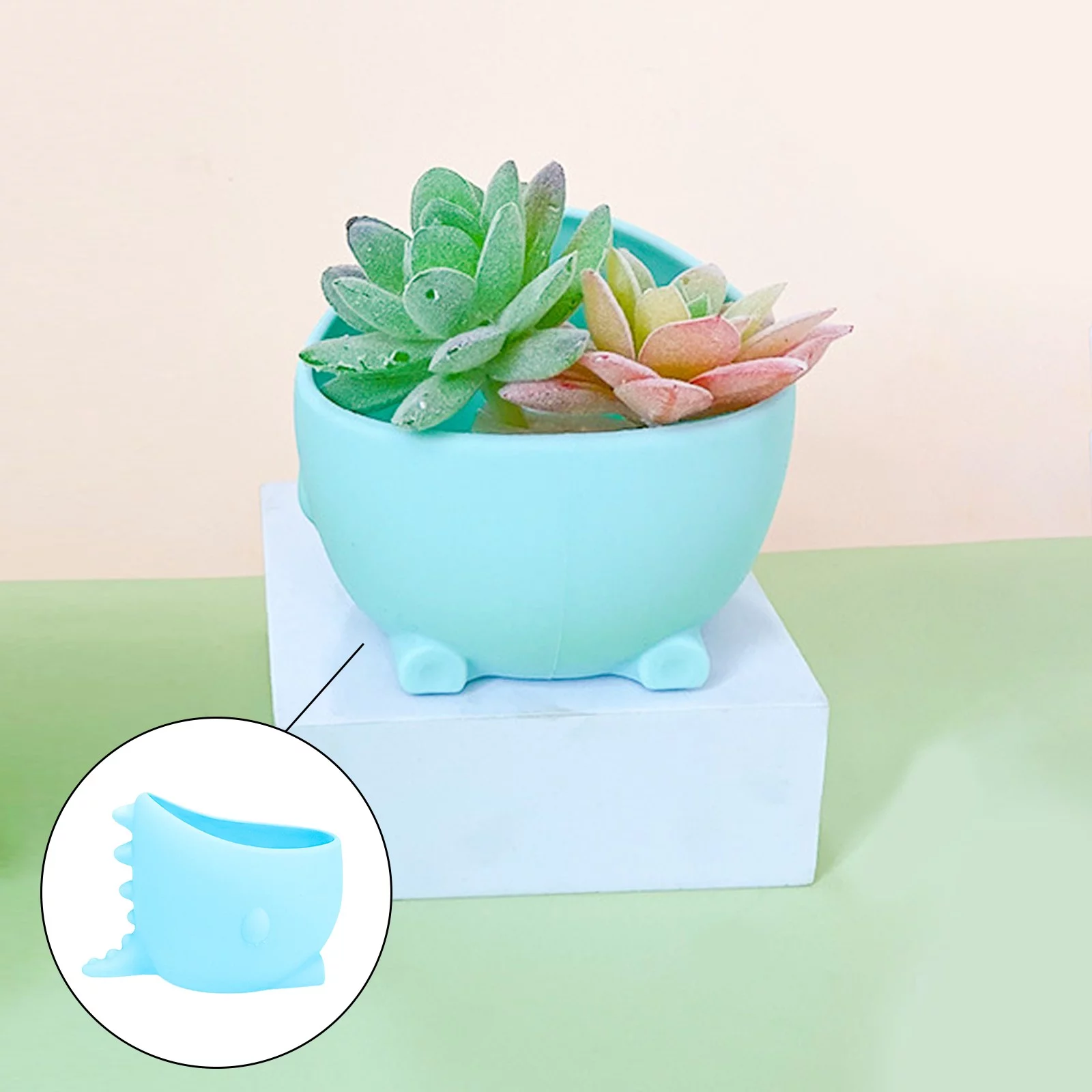 TIIFSWHS Thickening Creative Cute Dinosaur Silicone Flower Pot Office Desktop Pot Succulent Flower Pot Decoration Mini Flower Pot Flower Stand Indoor Corner Cl