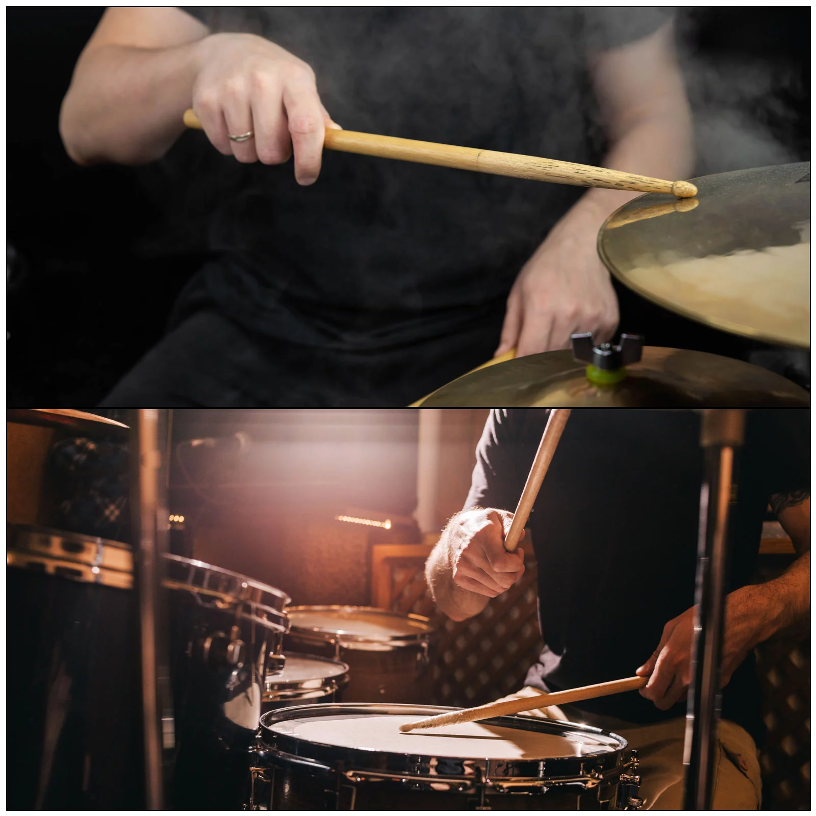 Uxcell 6 Pairs Maple Wood Drumstick Anti Slip Drum Stick 5A Black Drumming Musical Instrument Percussion