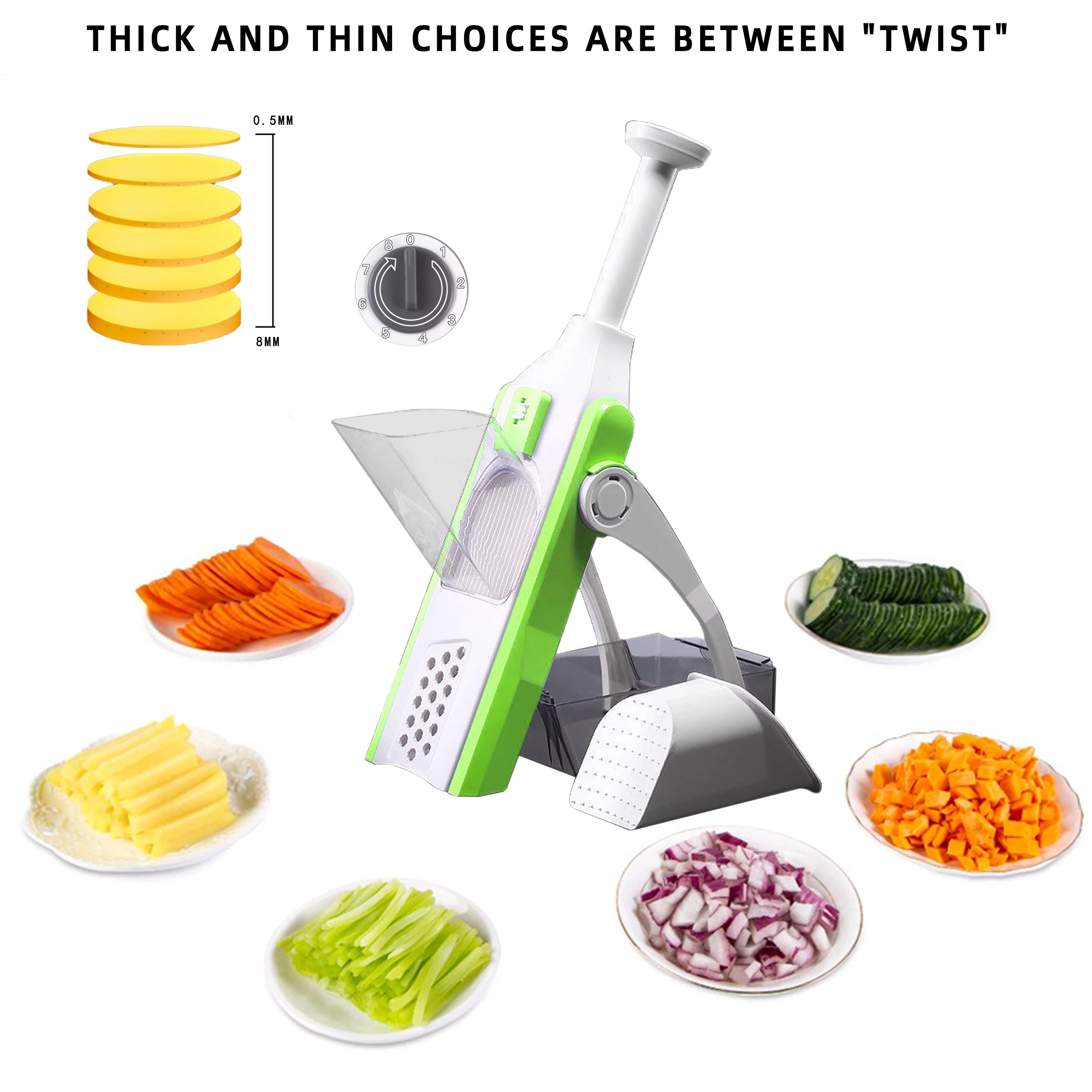 Ltrototea Safe Slice Mandoline Food Slicer, Safe Vegetable Slicer Cutter&Julienne,  Kitchen Vegetable Chopper with Container
