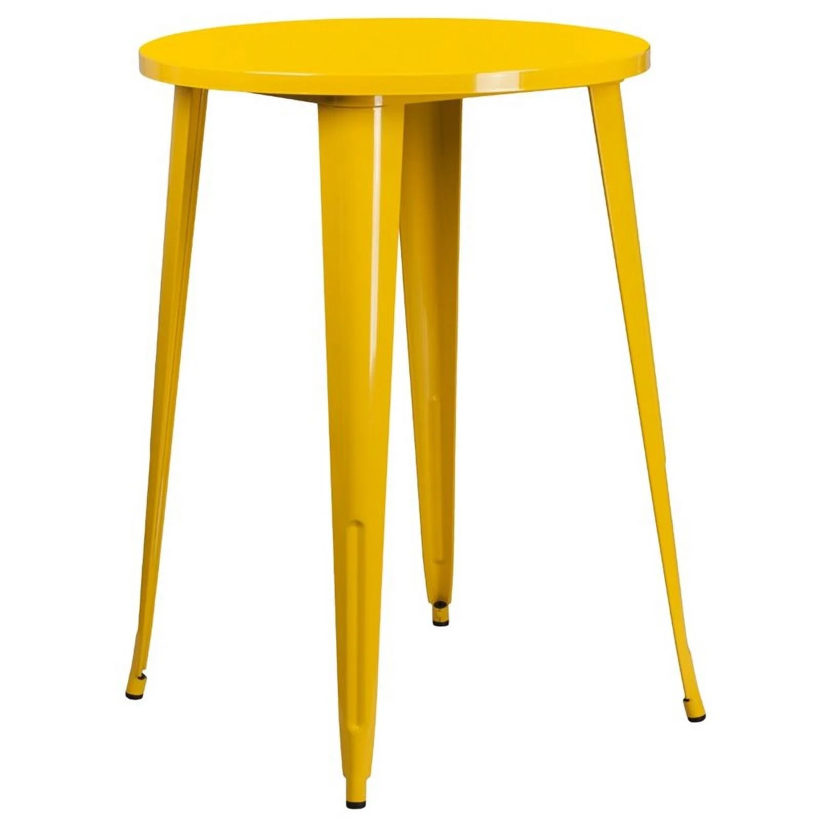Bowery Hill 3 Piece Steel Metal/Rubber Round Patio Pub Set in Yellow