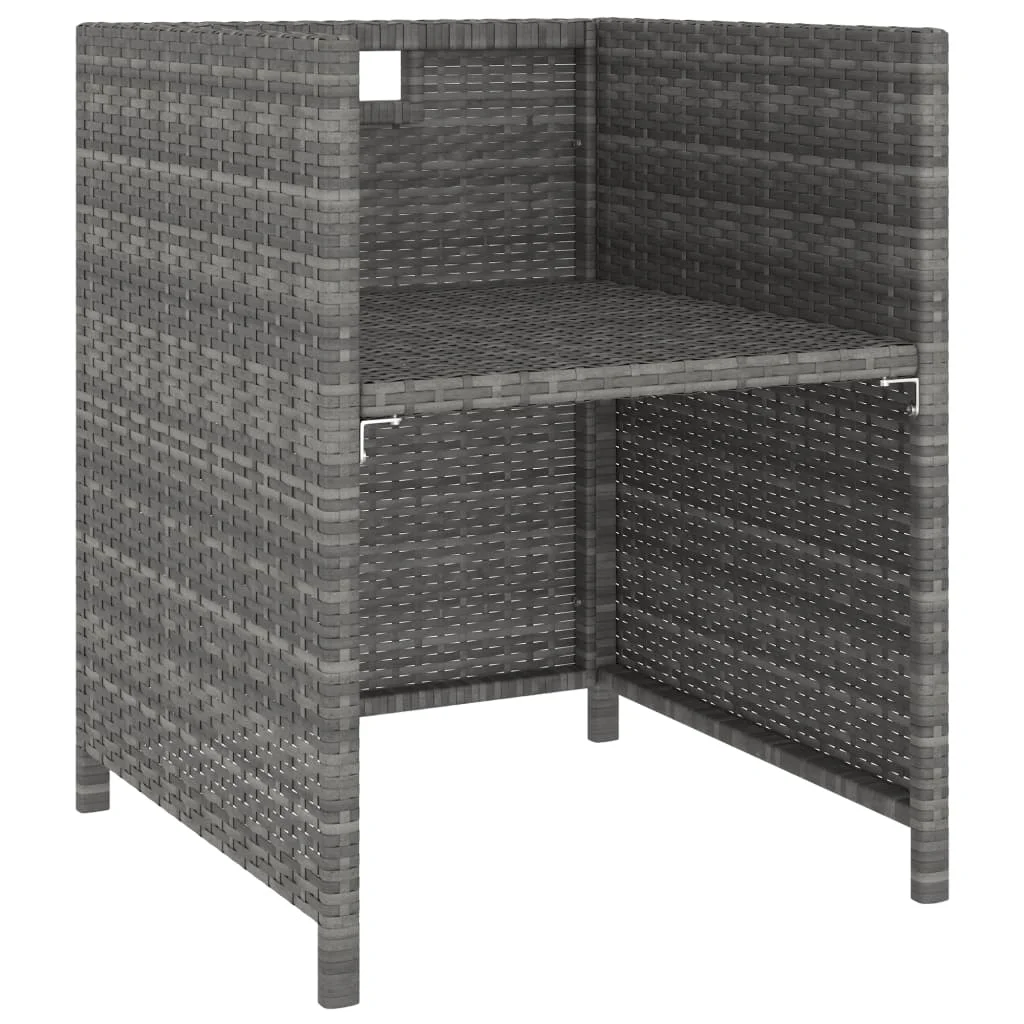 Anself 6 Piece Patio Dining Set Poly Rattan and Acacia Wood Gray