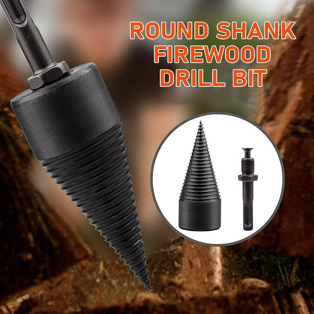 Hex Shank Firewood Drill Bit Wood Splitter, 32mm Overall Wood Splitter Drill Bit for Electric Drill Wood Splitter