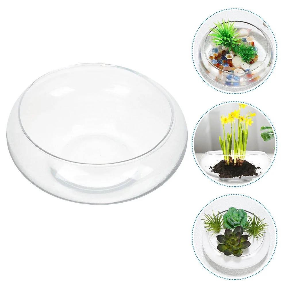 Jibingyi Glass Planter Pot Glass Succulents Pot Small Flowerpot Small Planter Container Clear Fish Bowl