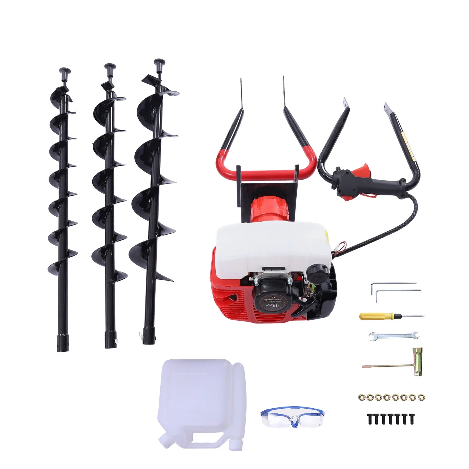 DENEST 2Stroke 43CC Gas Powered Post Hole Digger Tool+Earth Auger Drill Bit 8