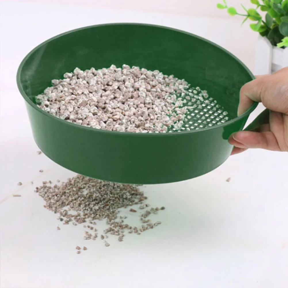 2Pcs Garden Sieve Composy Soil Sand Green Stone Mesh Soil Sieve Small Gravel