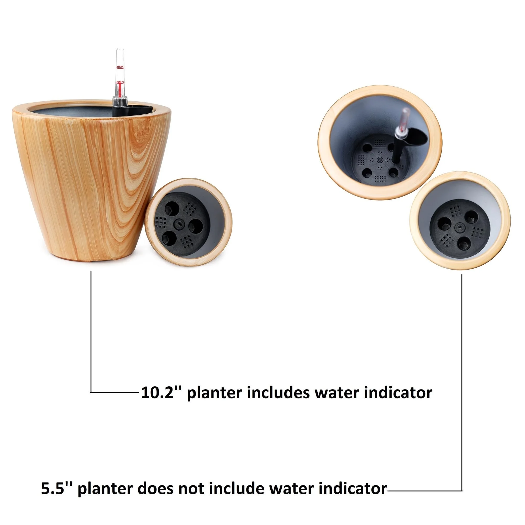 2-Pack 10 inch Plastic Self-watering Planter Pot Light Brown