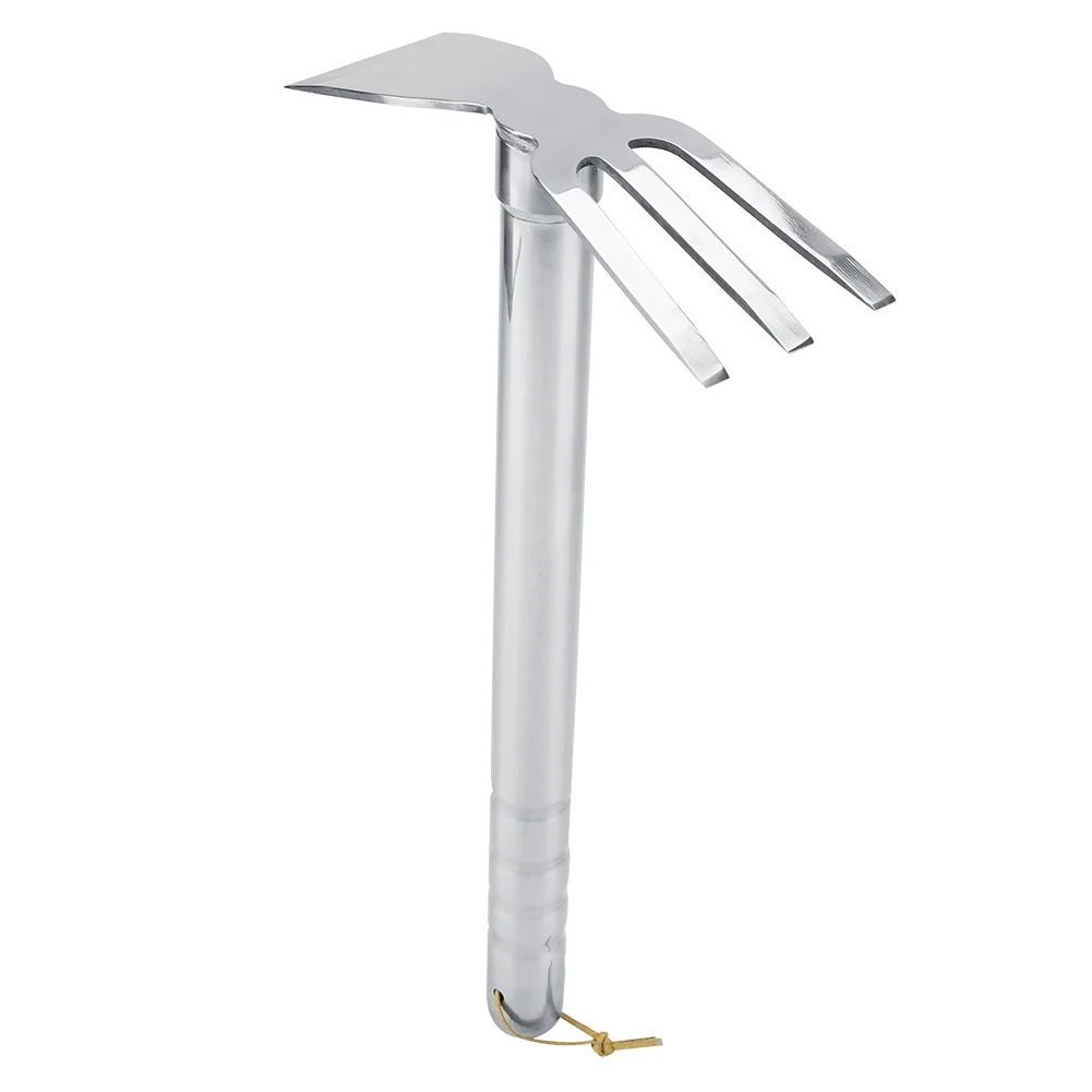 Heaveant Garden Tool, Steel Mini Rake Rubber Handle Short Claw Rake Cultivator Garden Tool Outdoor