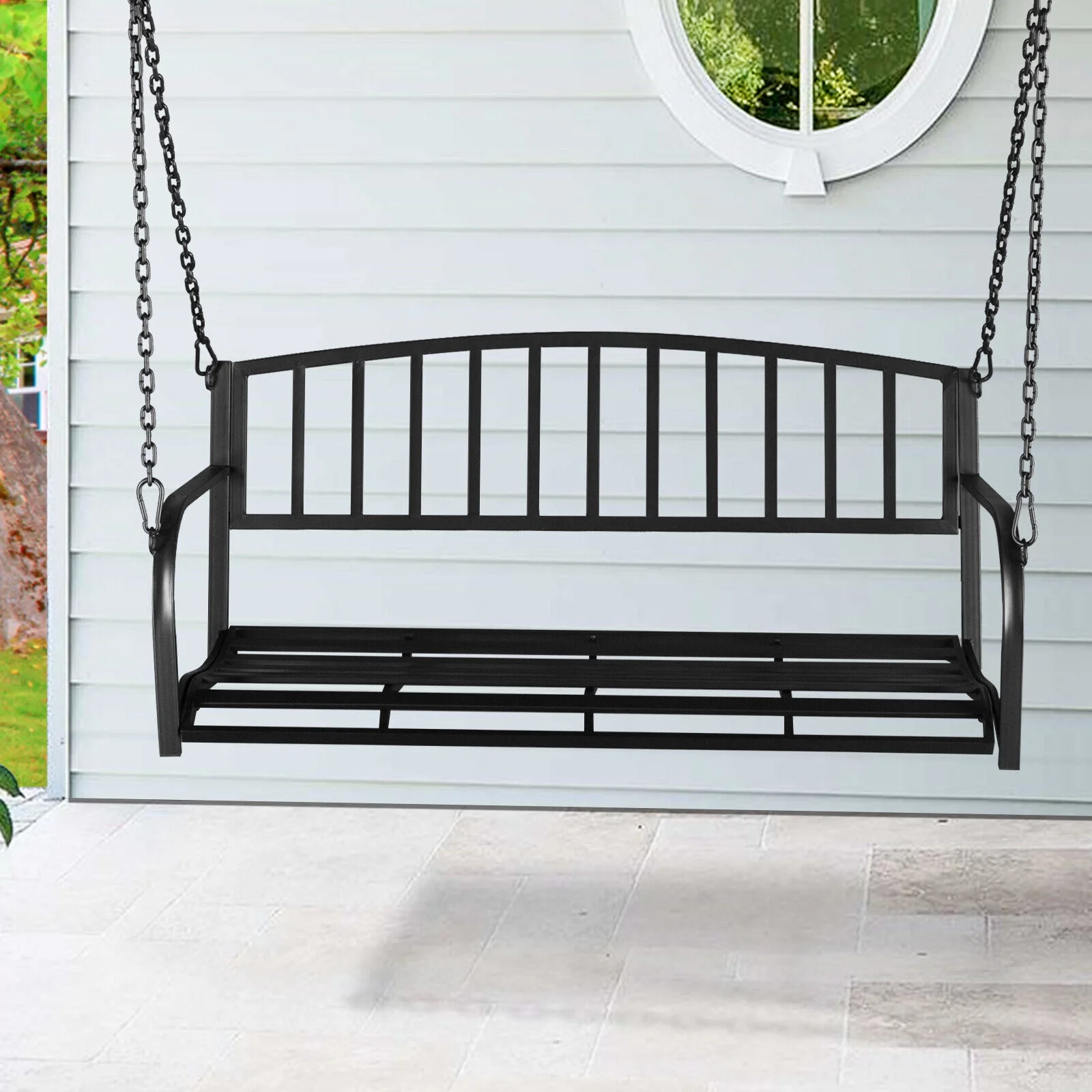 Outdoor Patio Porch Hanging Swing Chair Garden Deck Bench Seat With Chains Arm