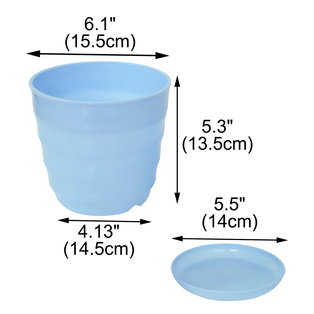 Home Patio Office Plastic Stripe Pattern Plant Planter Flower Pot Sky Blue