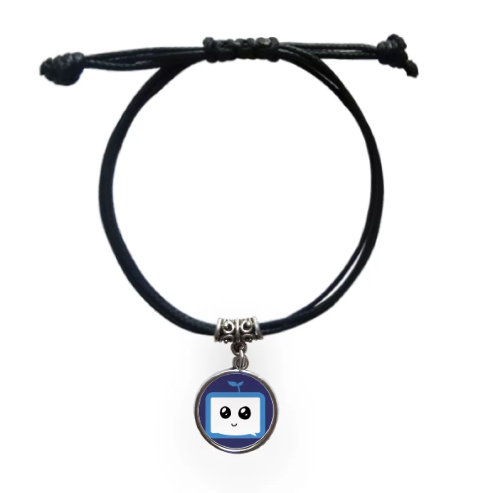 Saplings Sle Small TV Happy Original Bracelet Leather Rope Wristband Black Jewelry